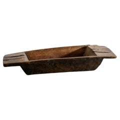 Gran cuenco decorativo sueco Wabi Sabi de madera antigua fabricado a finales del siglo XIX