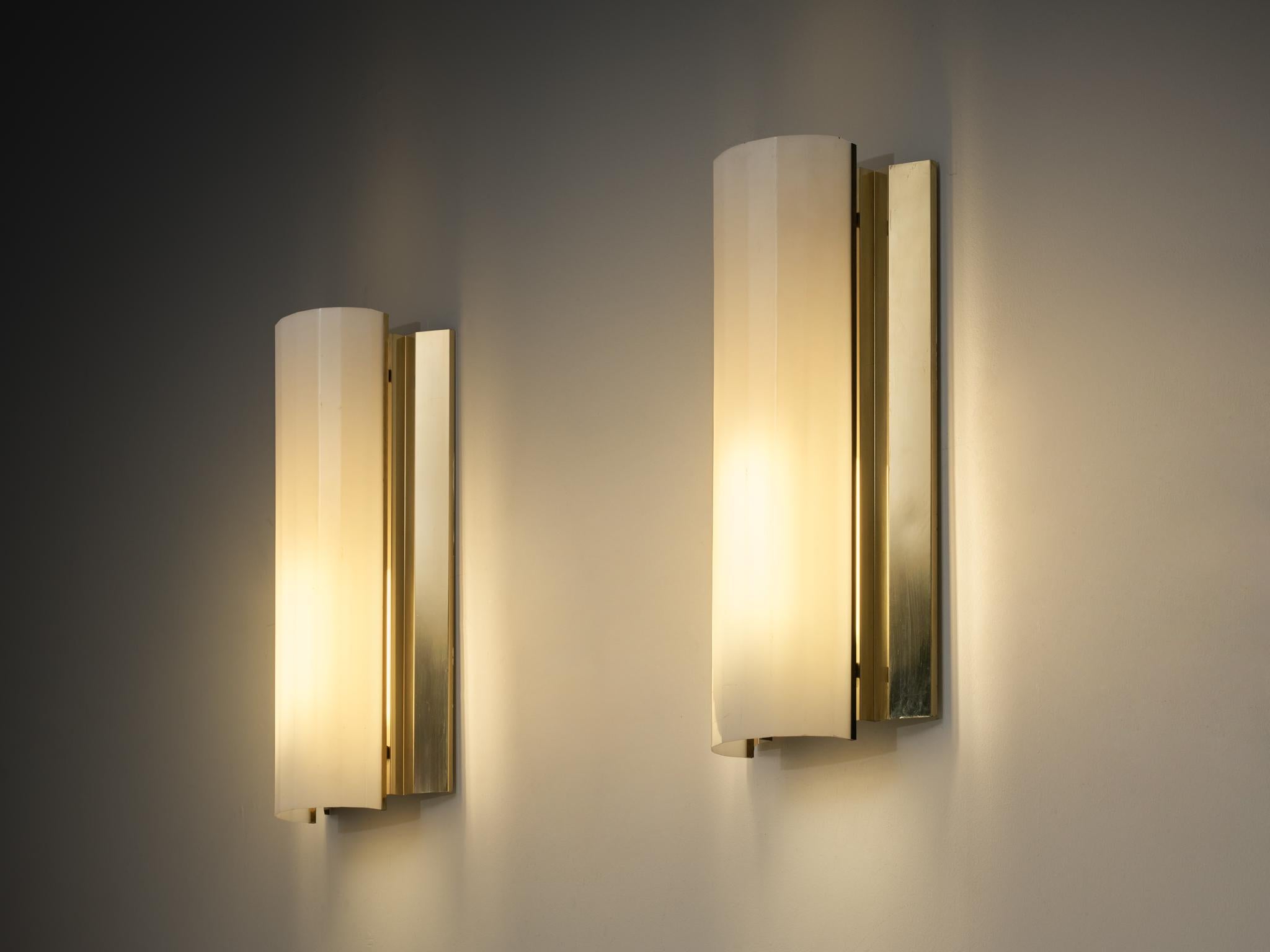 Fine XX secolo Grandi luci da parete svedesi in ottone in vendita