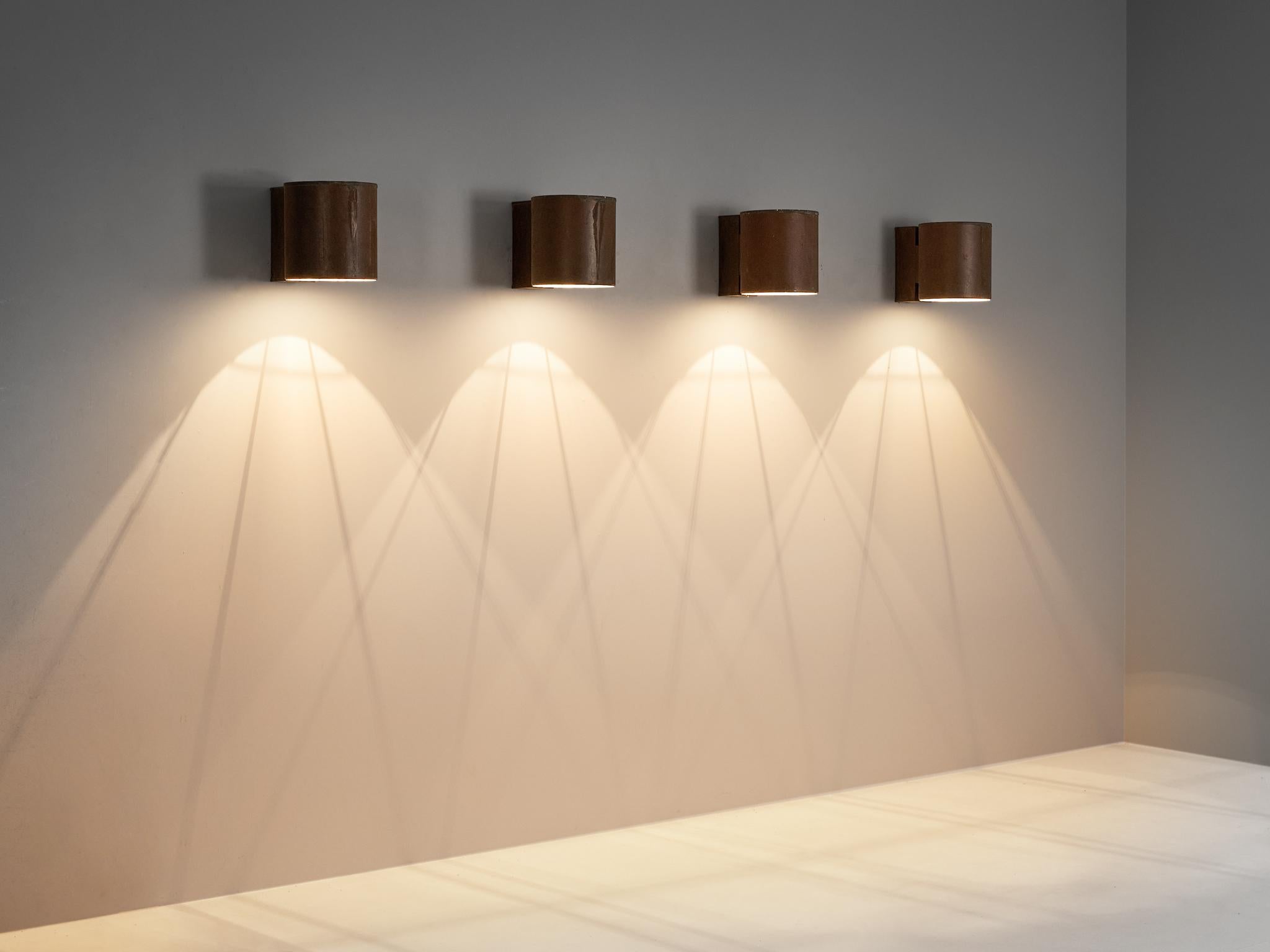 Large Swedish Wall Lights in Patinated Copper For Sale 5