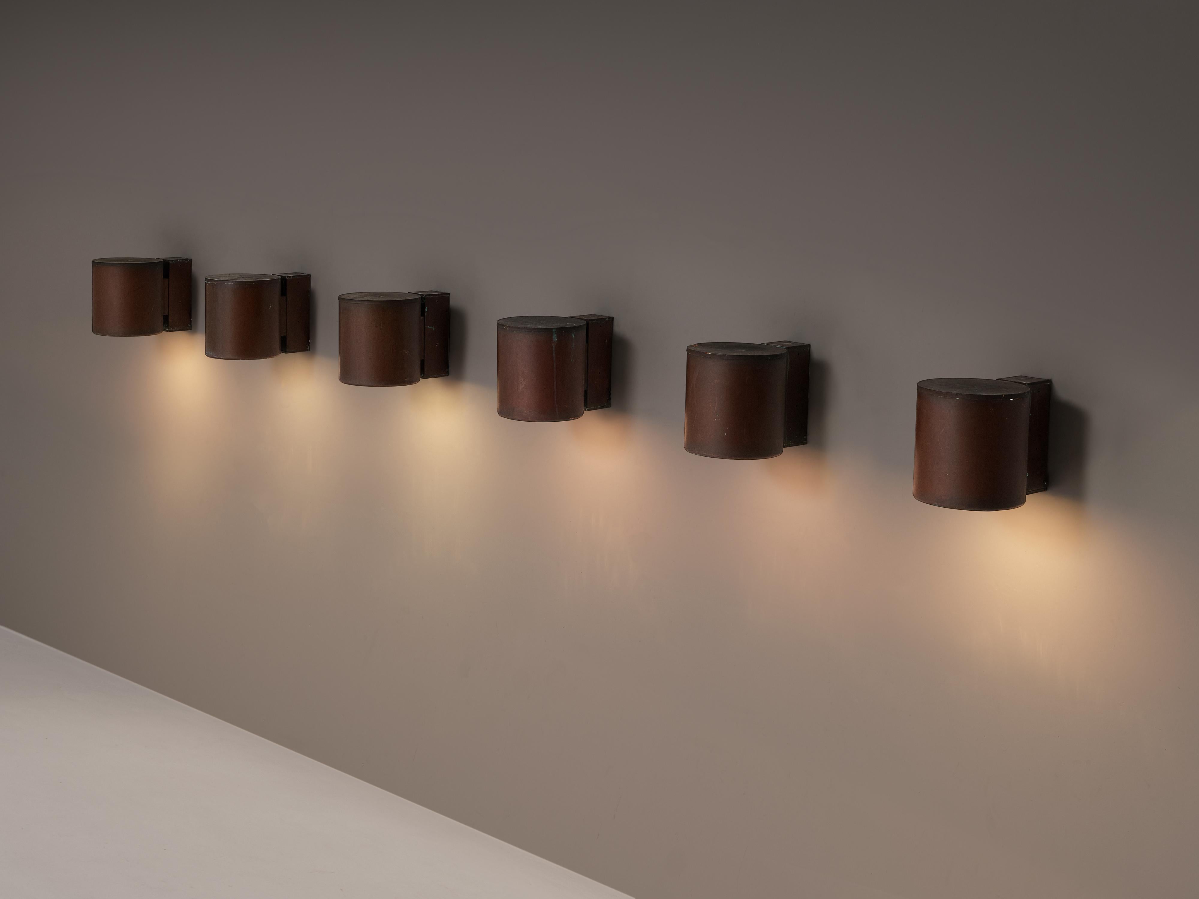 Scandinavian Modern Large Swedish Wall Lights in Patinated Copper