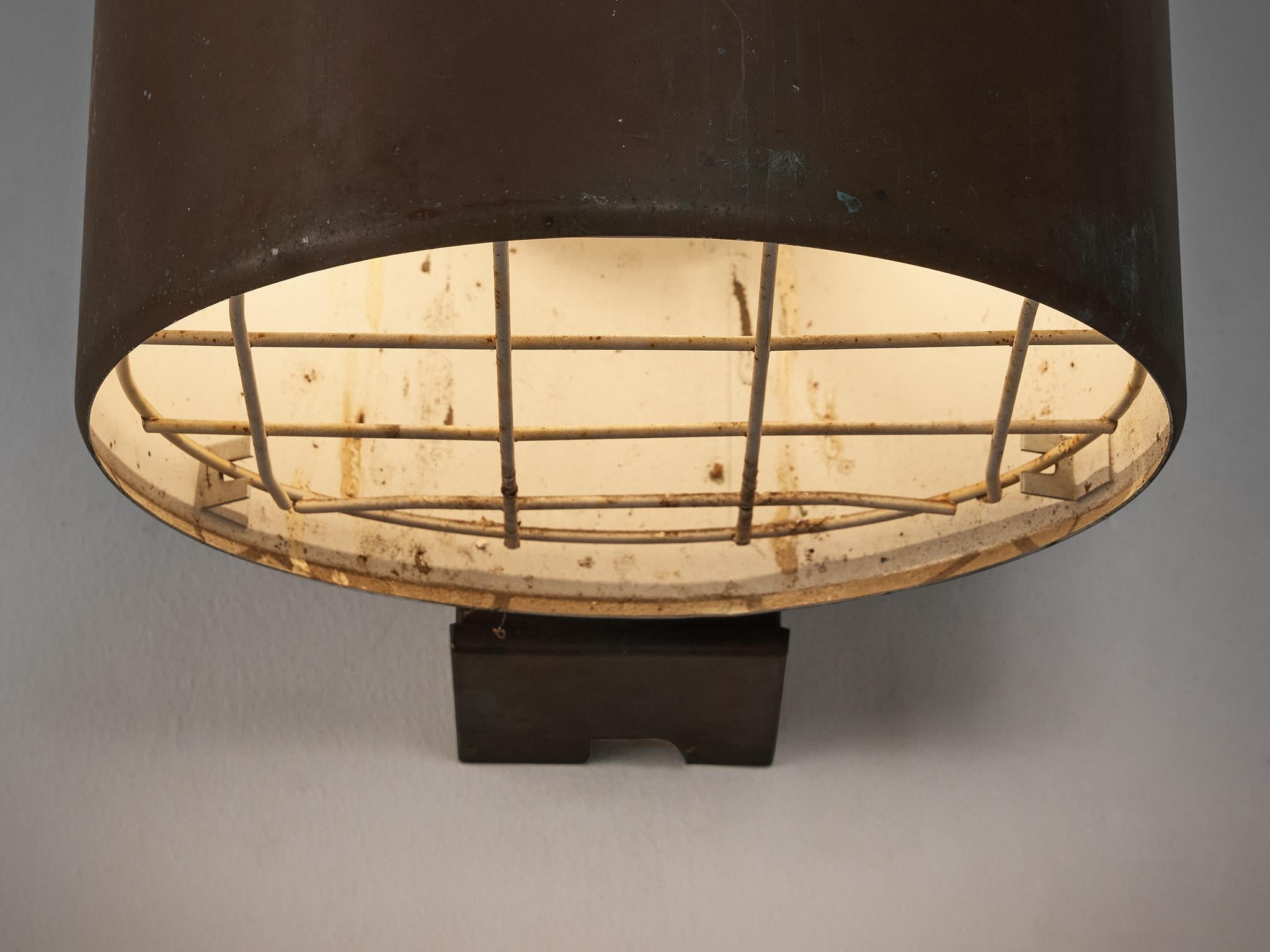 Large Swedish Wall Lights in Patinated Copper In Good Condition For Sale In Waalwijk, NL