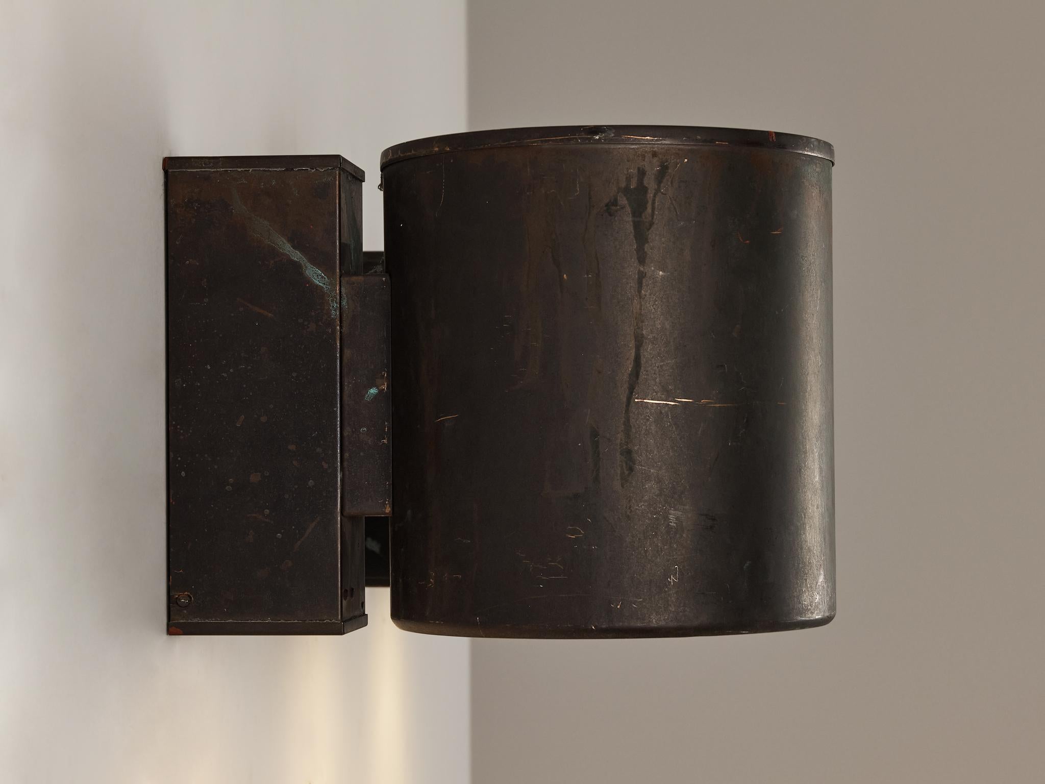 Large Swedish Wall Lights in Patinated Copper In Good Condition For Sale In Waalwijk, NL