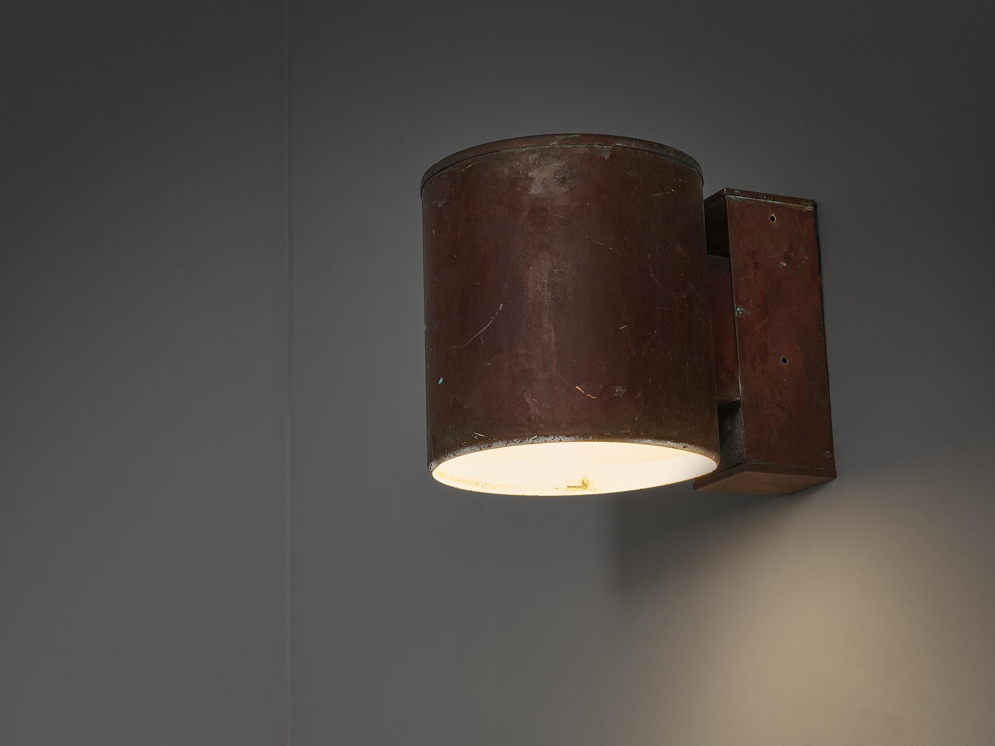 Large Swedish Wall Lights in Patinated Copper  In Good Condition For Sale In Waalwijk, NL