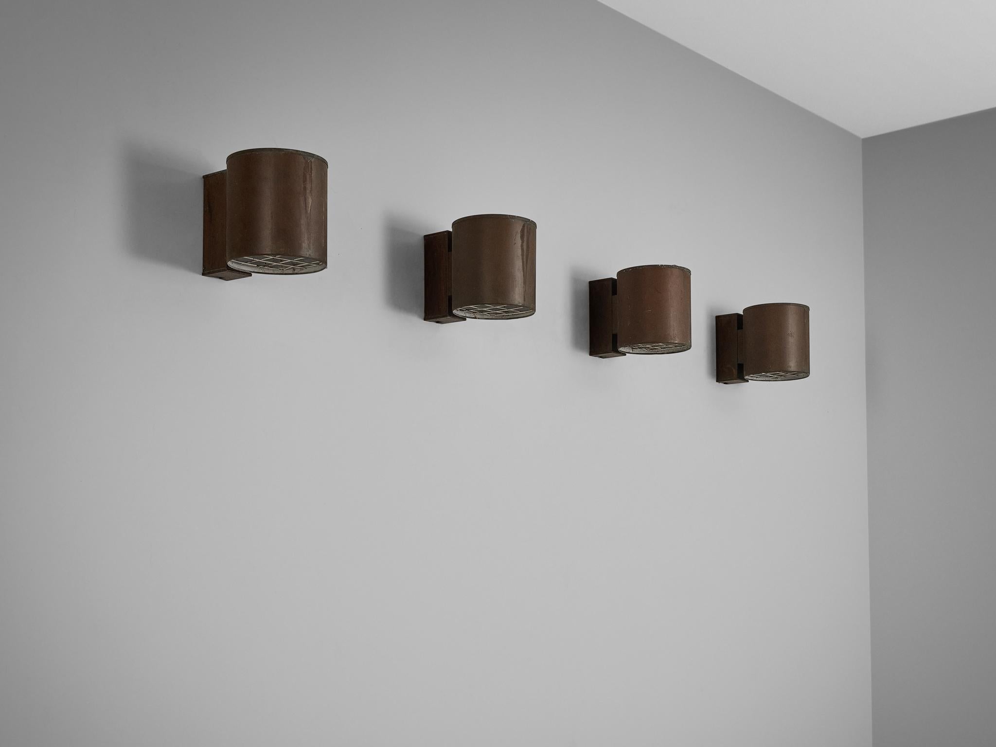 Large Swedish Wall Lights in Patinated Copper In Good Condition For Sale In Waalwijk, NL