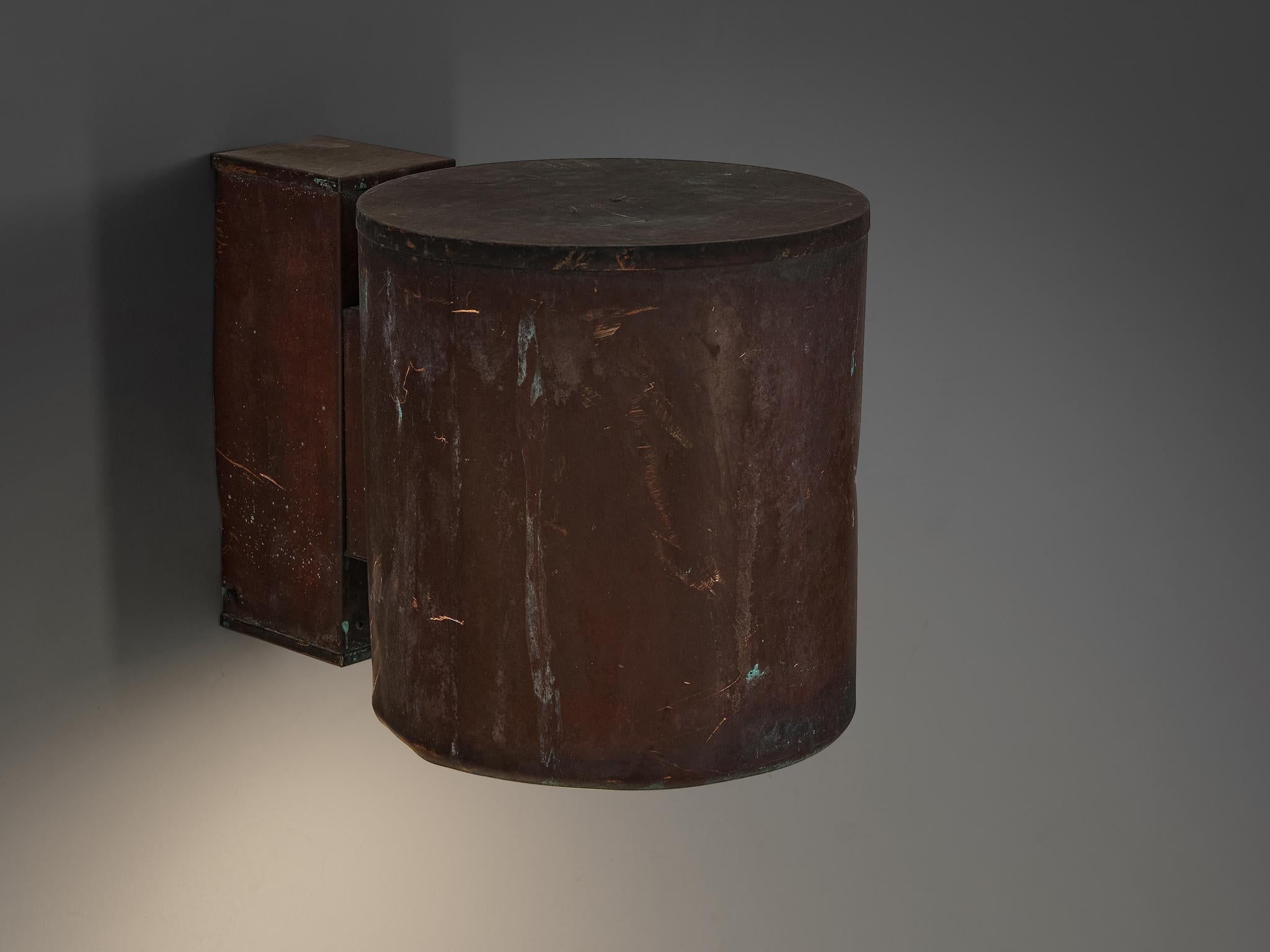 Mid-20th Century Large Swedish Wall Lights in Patinated Copper  For Sale