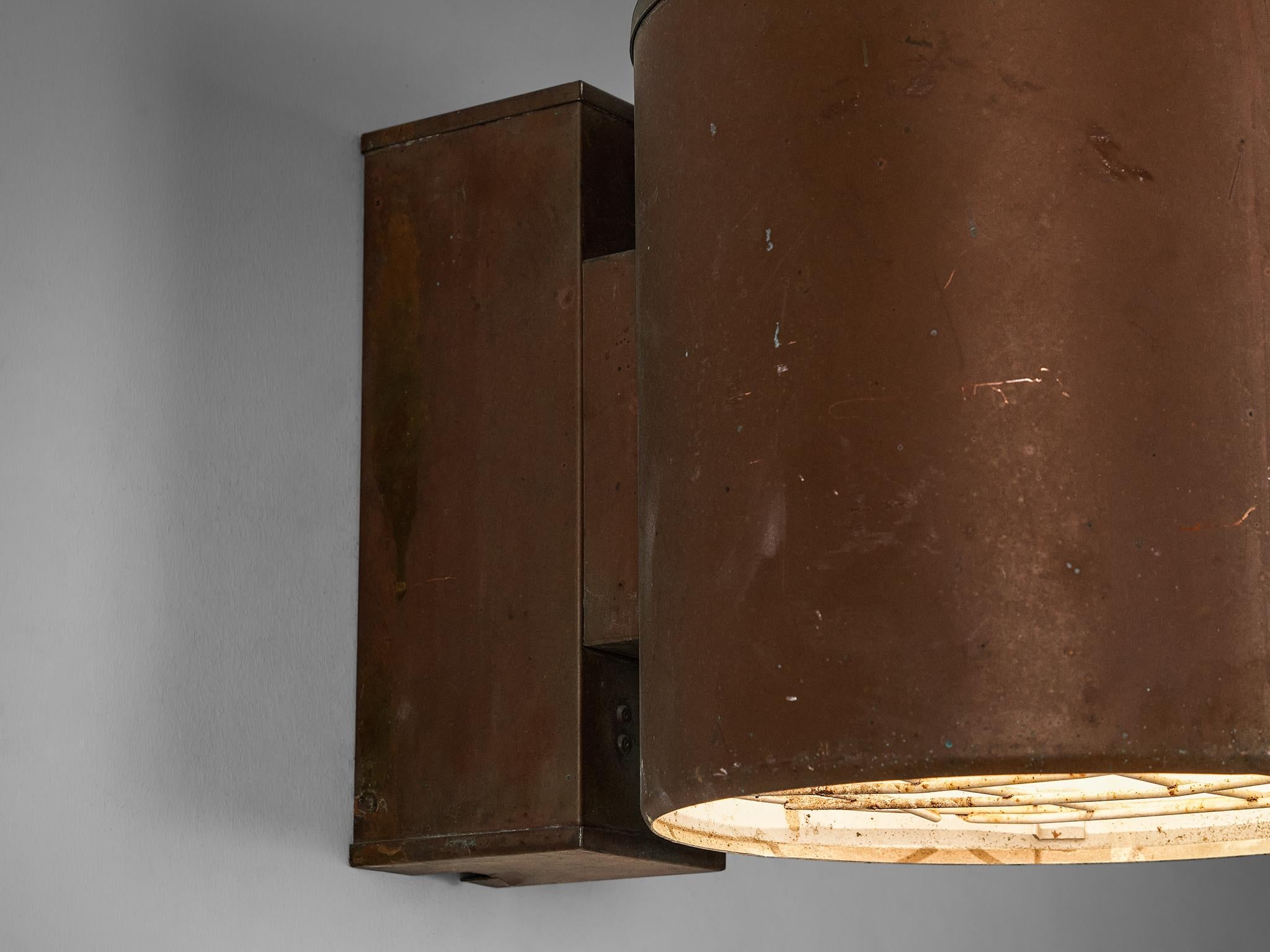 Mid-20th Century Large Swedish Wall Lights in Patinated Copper For Sale