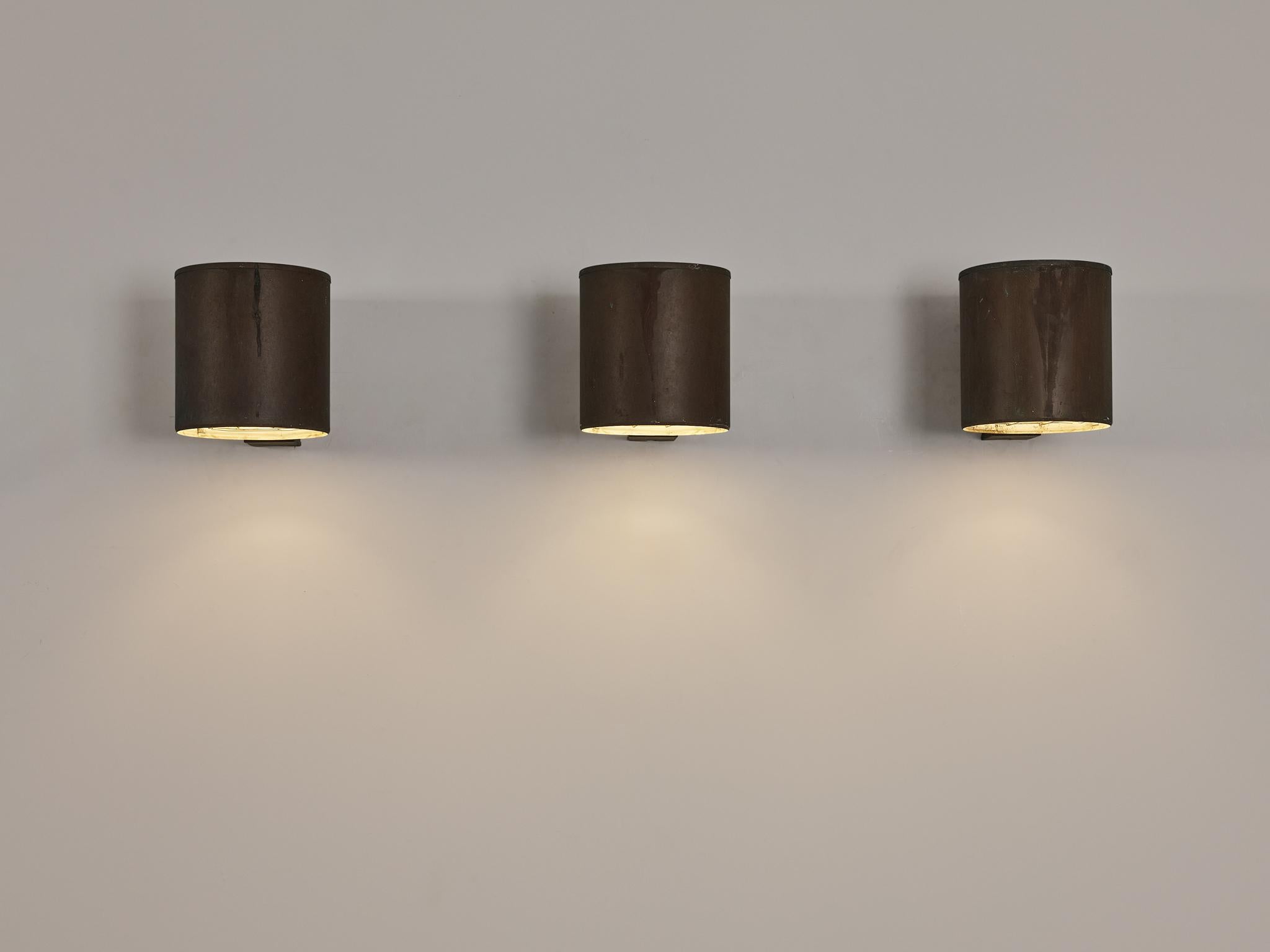 Large Swedish Wall Lights in Patinated Copper For Sale 1