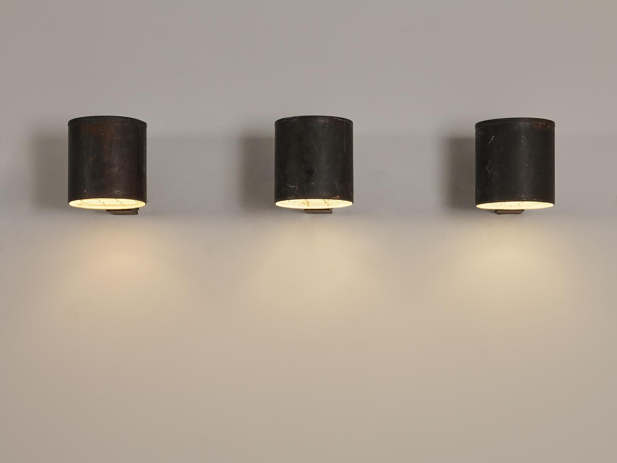 Large Swedish Wall Lights in Patinated Copper For Sale 1