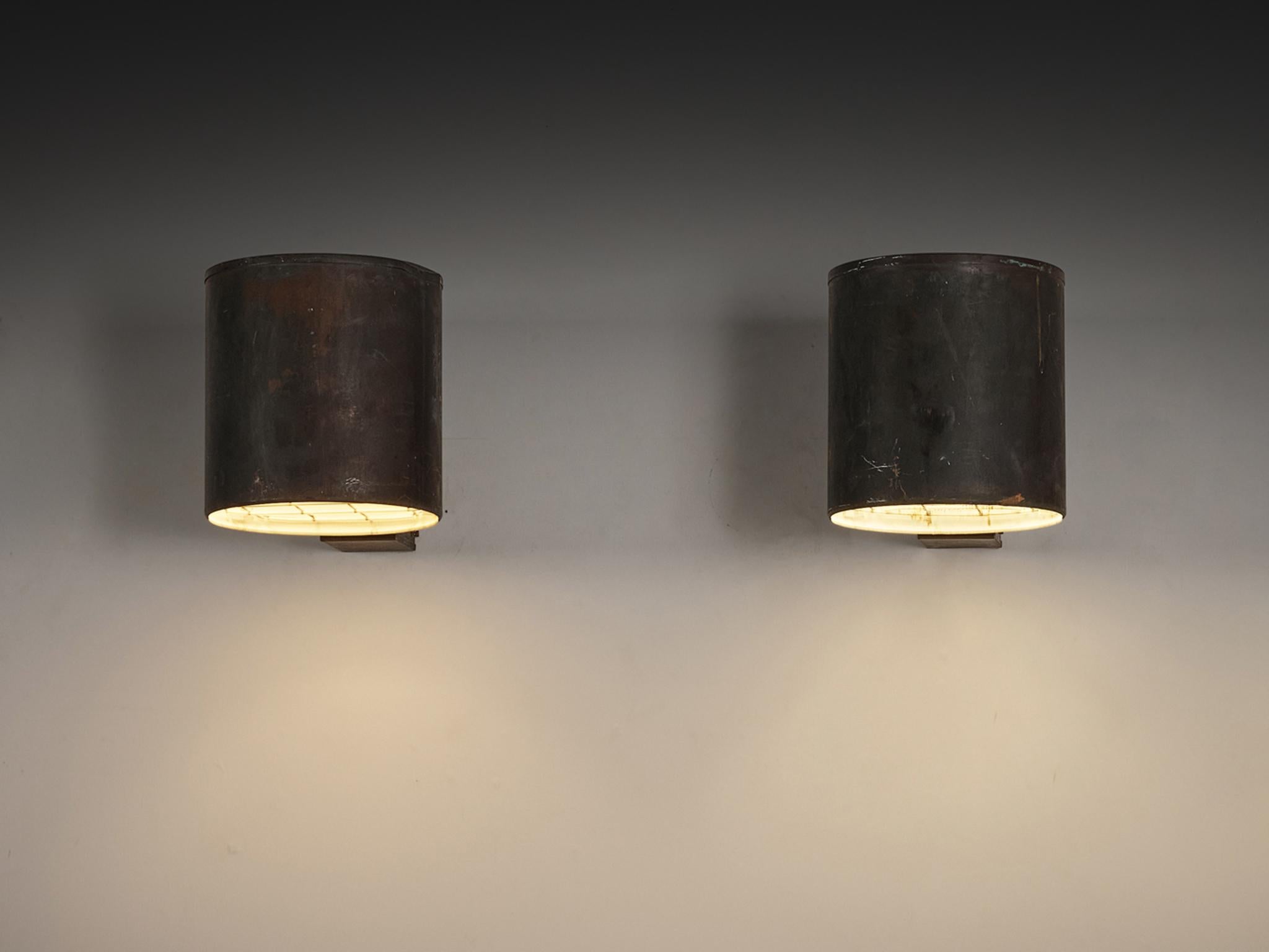 Apliques suecos grandes de cobre patinado mediados del siglo XX en venta
