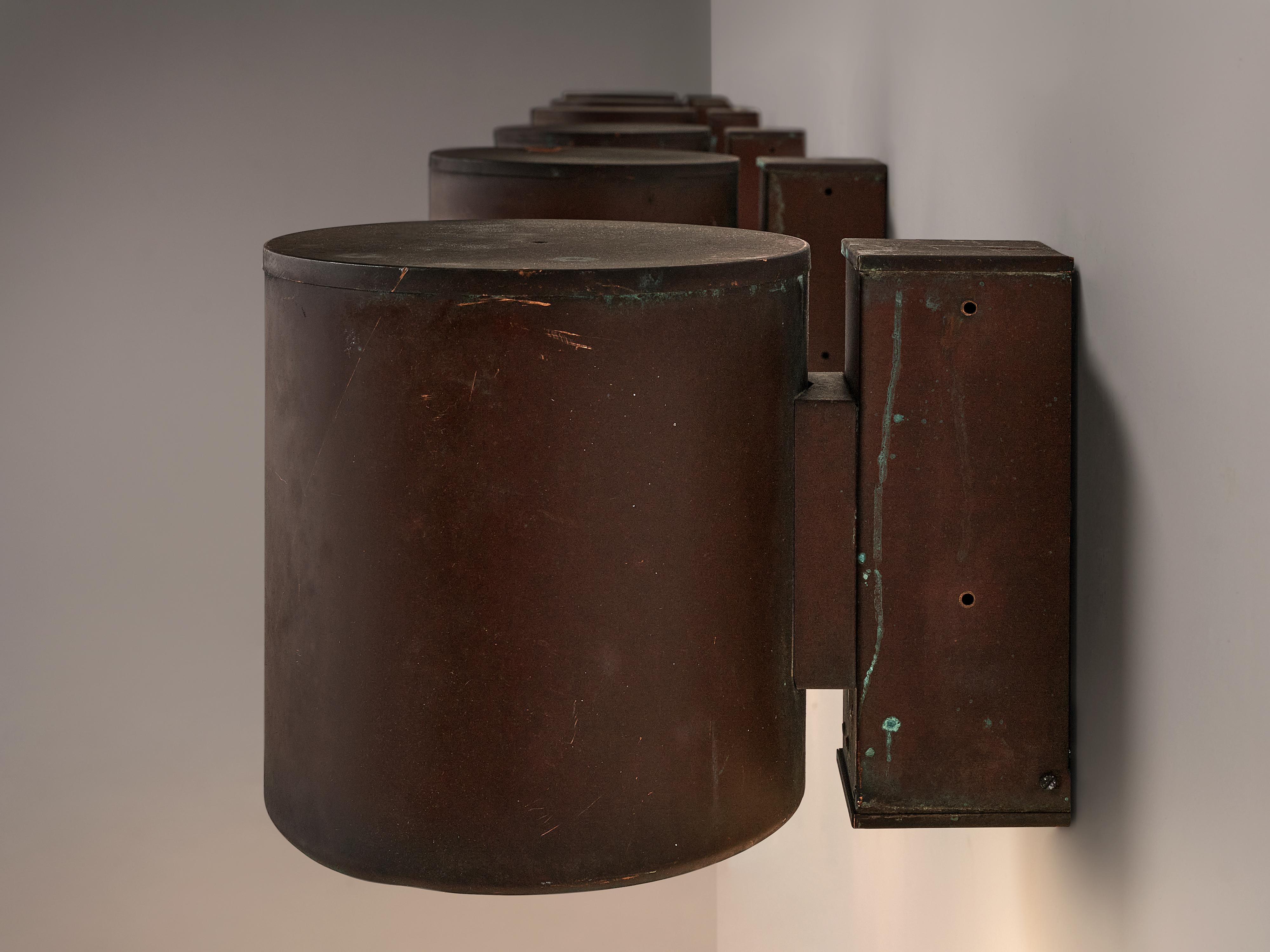 Large Swedish Wall Lights in Patinated Copper 2