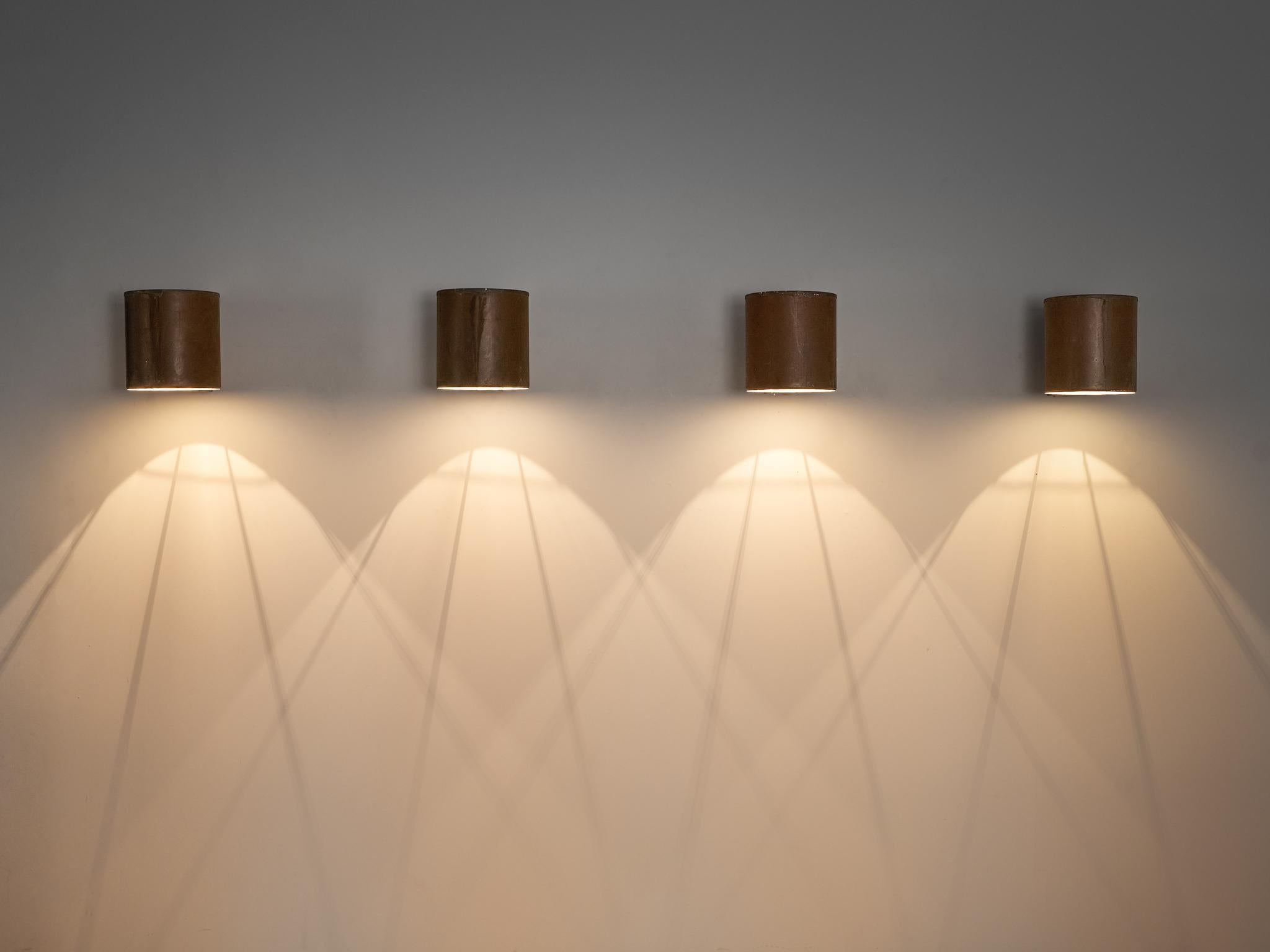 Large Swedish Wall Lights in Patinated Copper For Sale 2