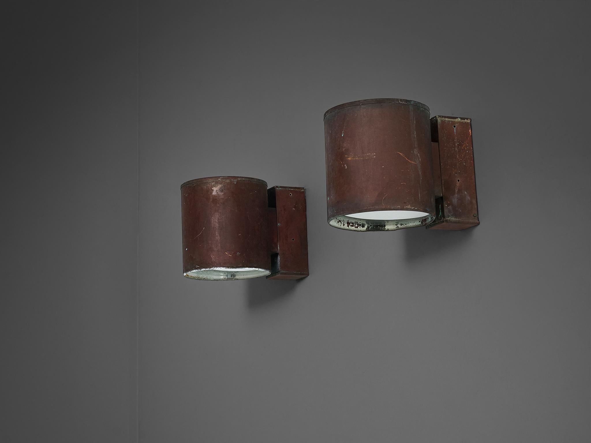Large Swedish Wall Lights in Patinated Copper  For Sale 3