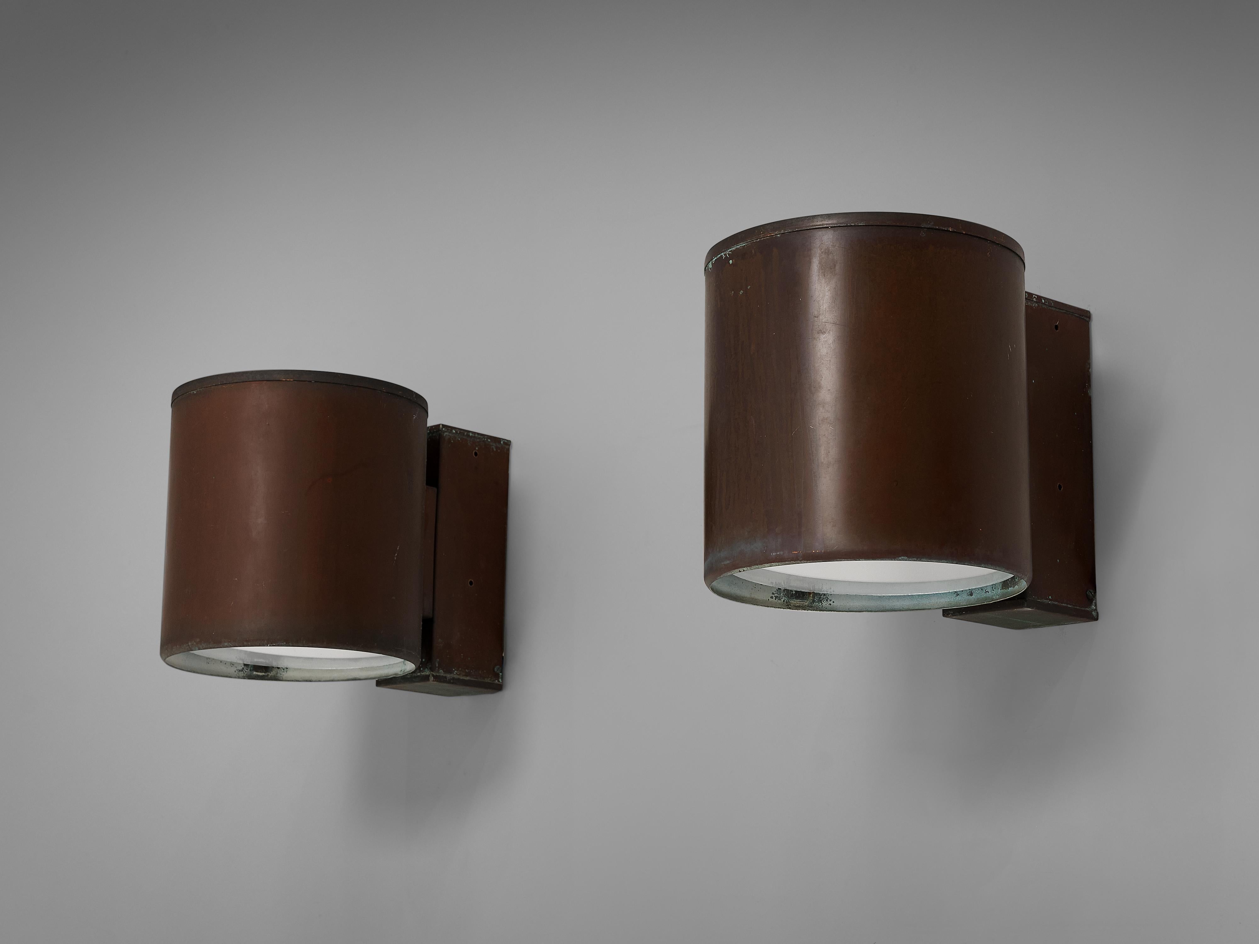 Large Swedish Wall Lights in Patinated Copper 4