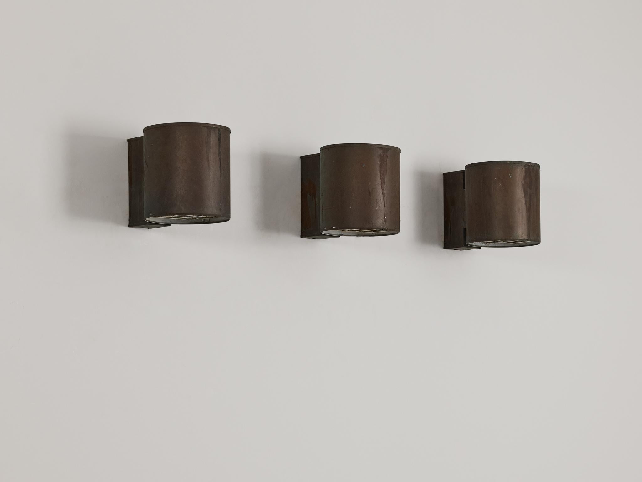 Large Swedish Wall Lights in Patinated Copper For Sale 4