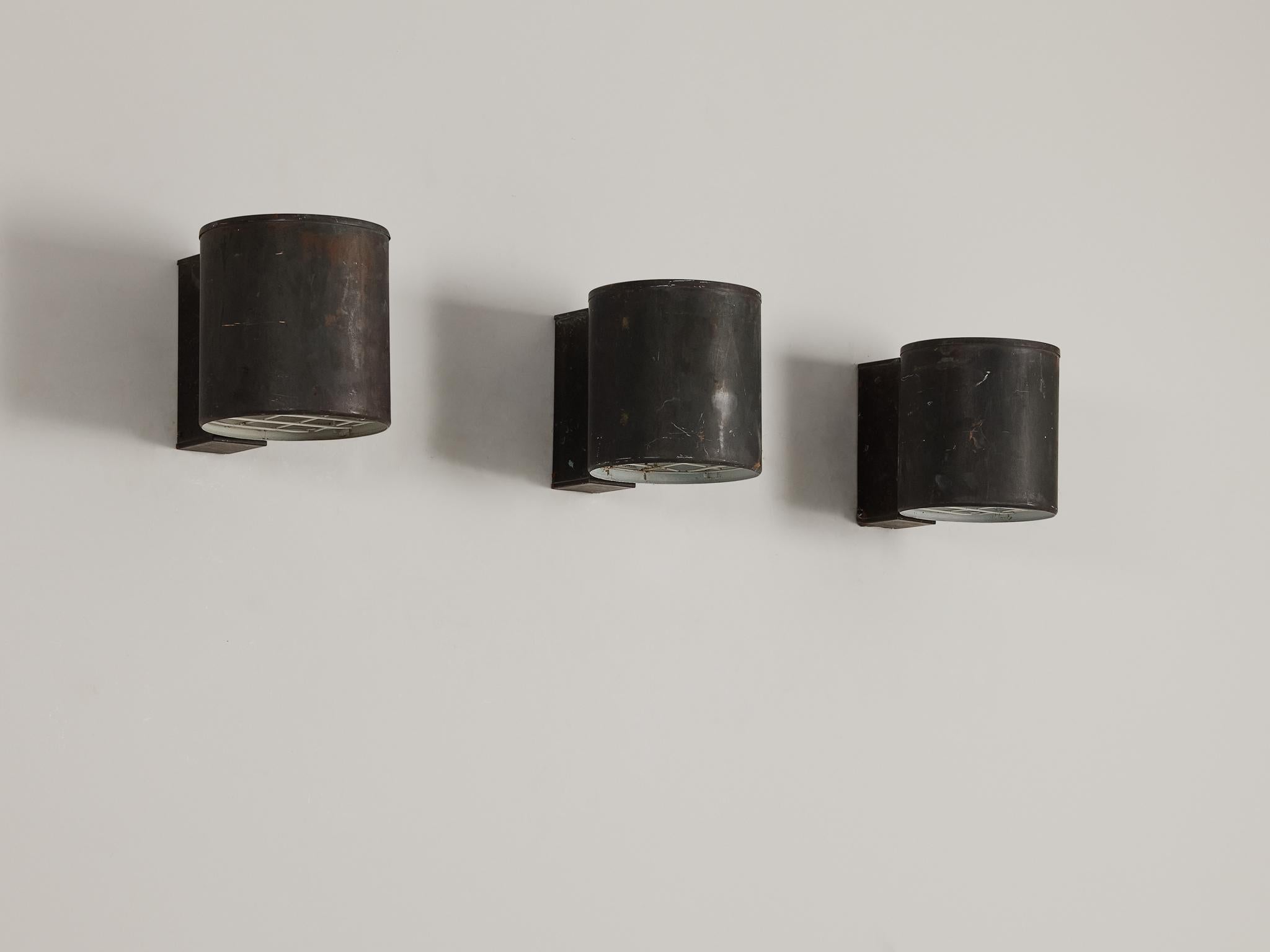 Large Swedish Wall Lights in Patinated Copper For Sale 4