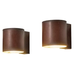 Large Swedish Wall Lights in Patinated Copper