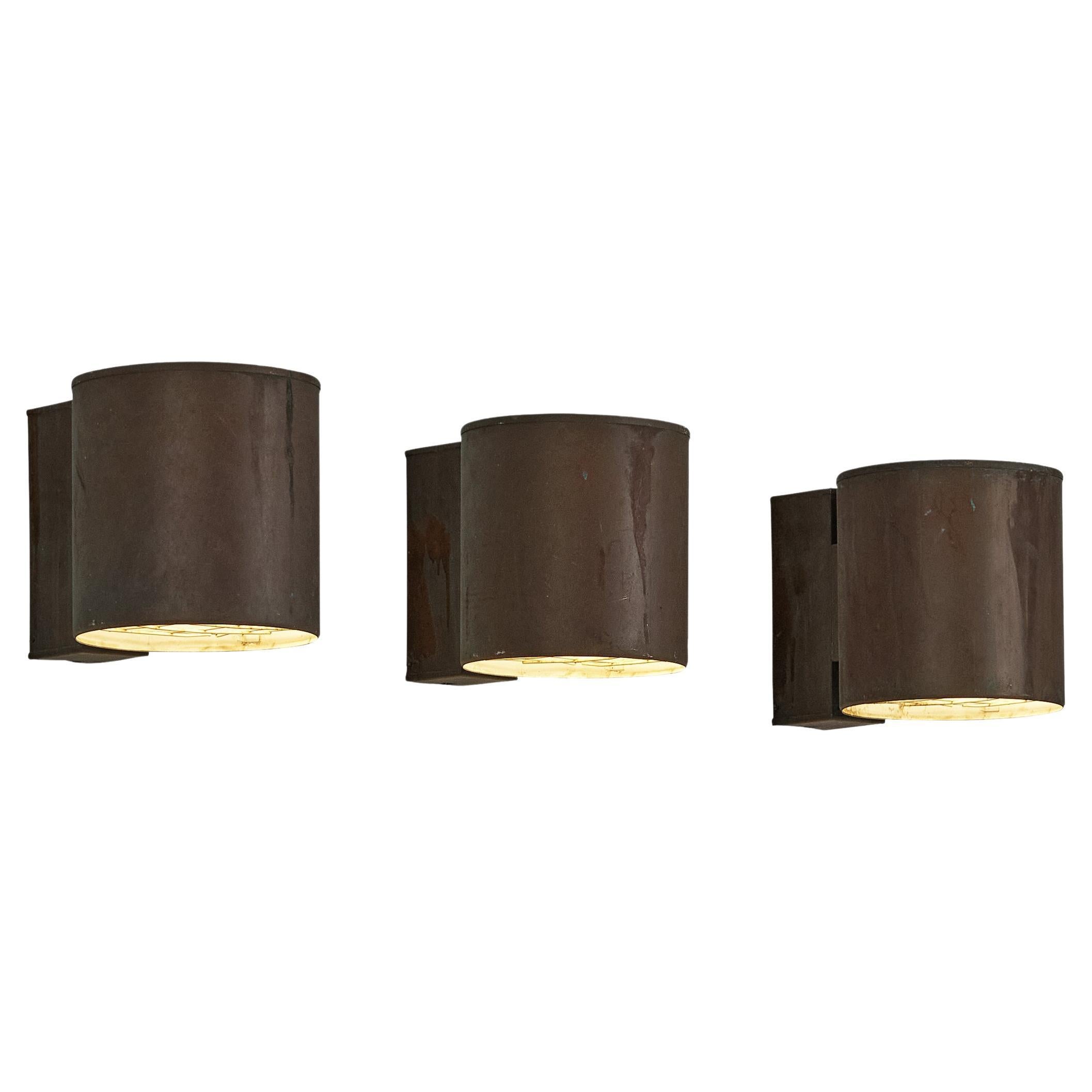 Large Swedish Wall Lights in Patinated Copper