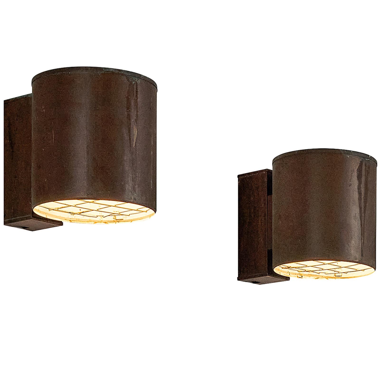 Large Swedish Wall Lights in Patinated Copper For Sale