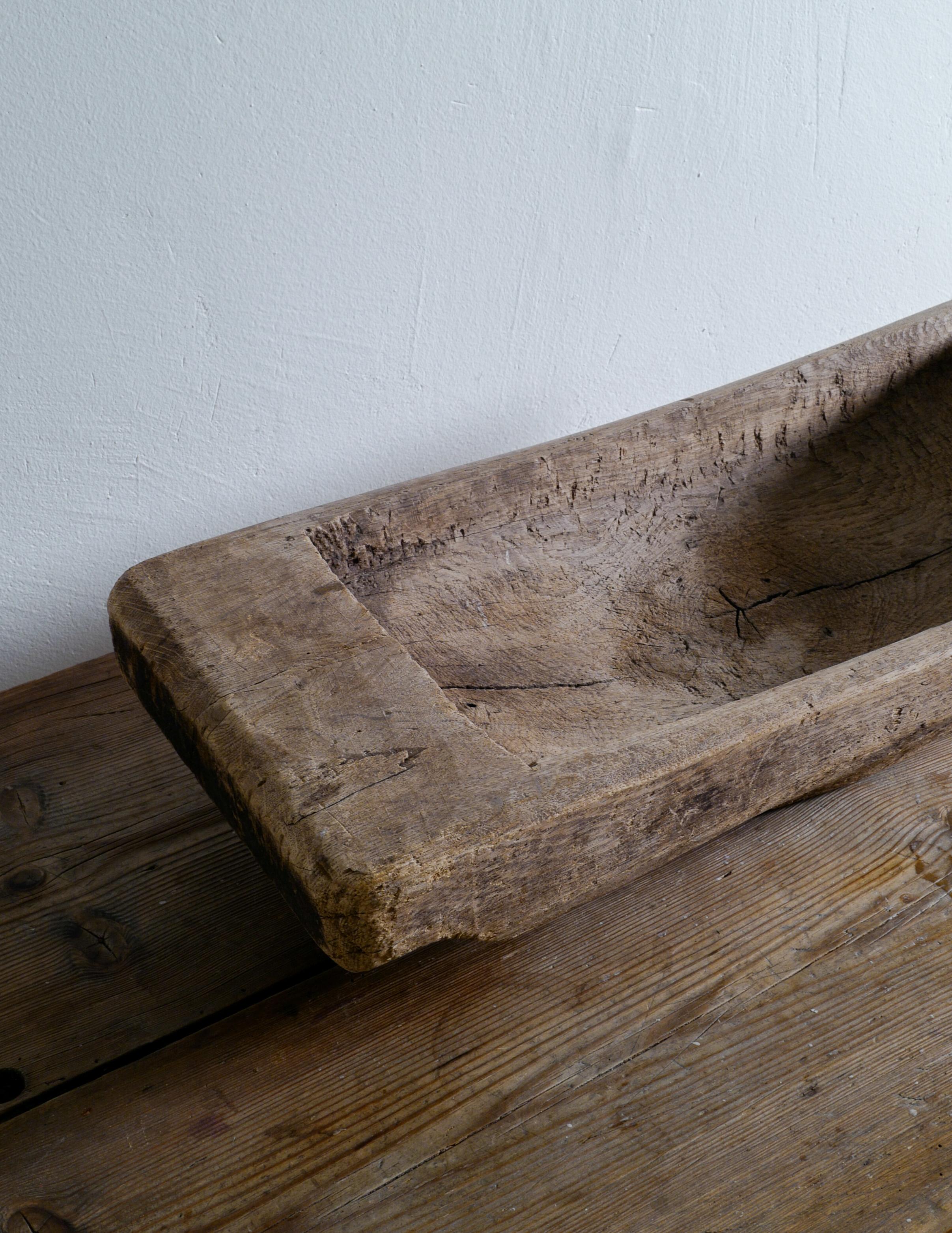 19th Century Large Swedish Wooden Tray in a Brutalist Style of Solid Oak Produced, Late 1800s