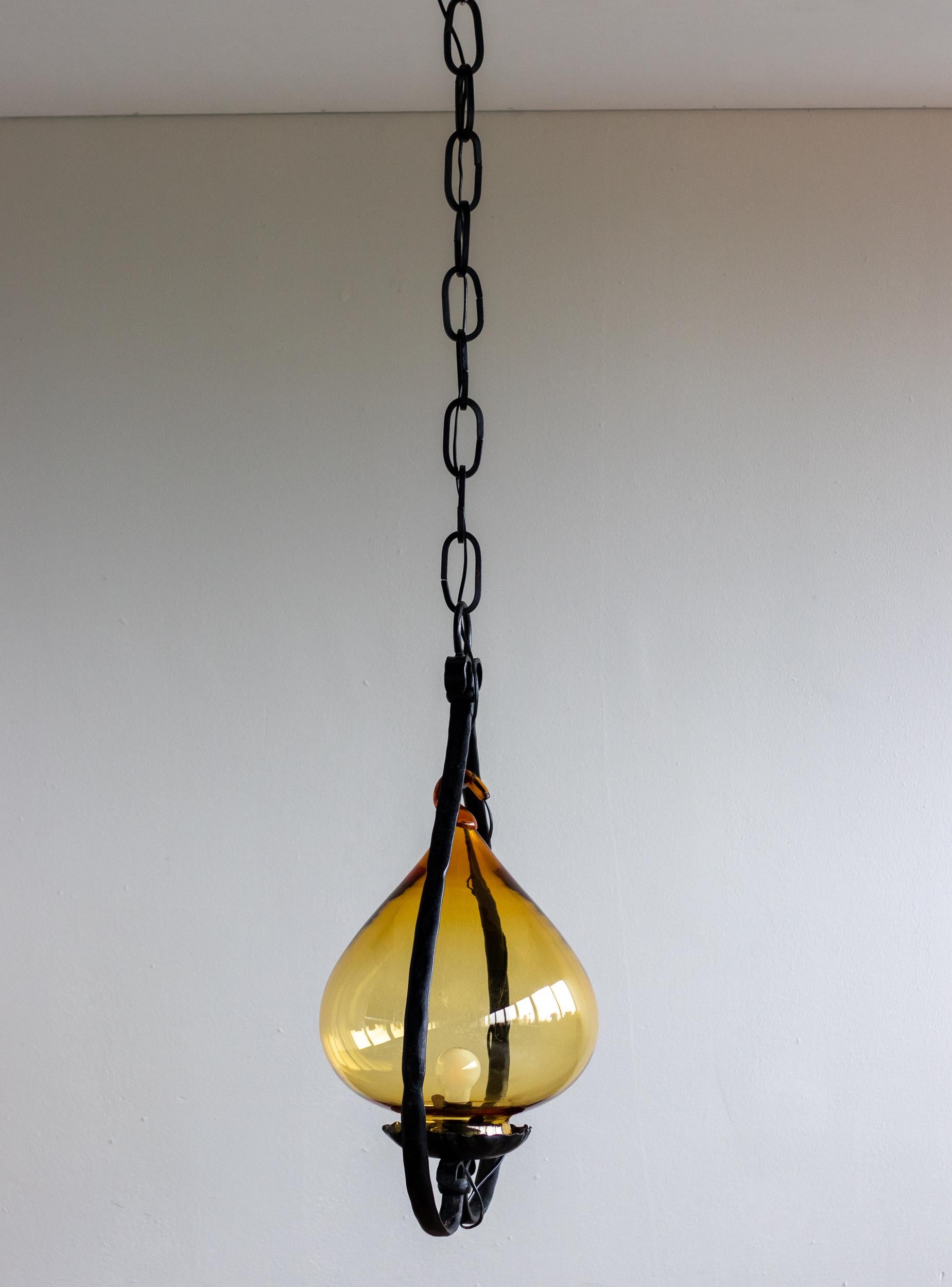 Large Swedish Wrought Iron Pendant In Good Condition In Dronten, NL