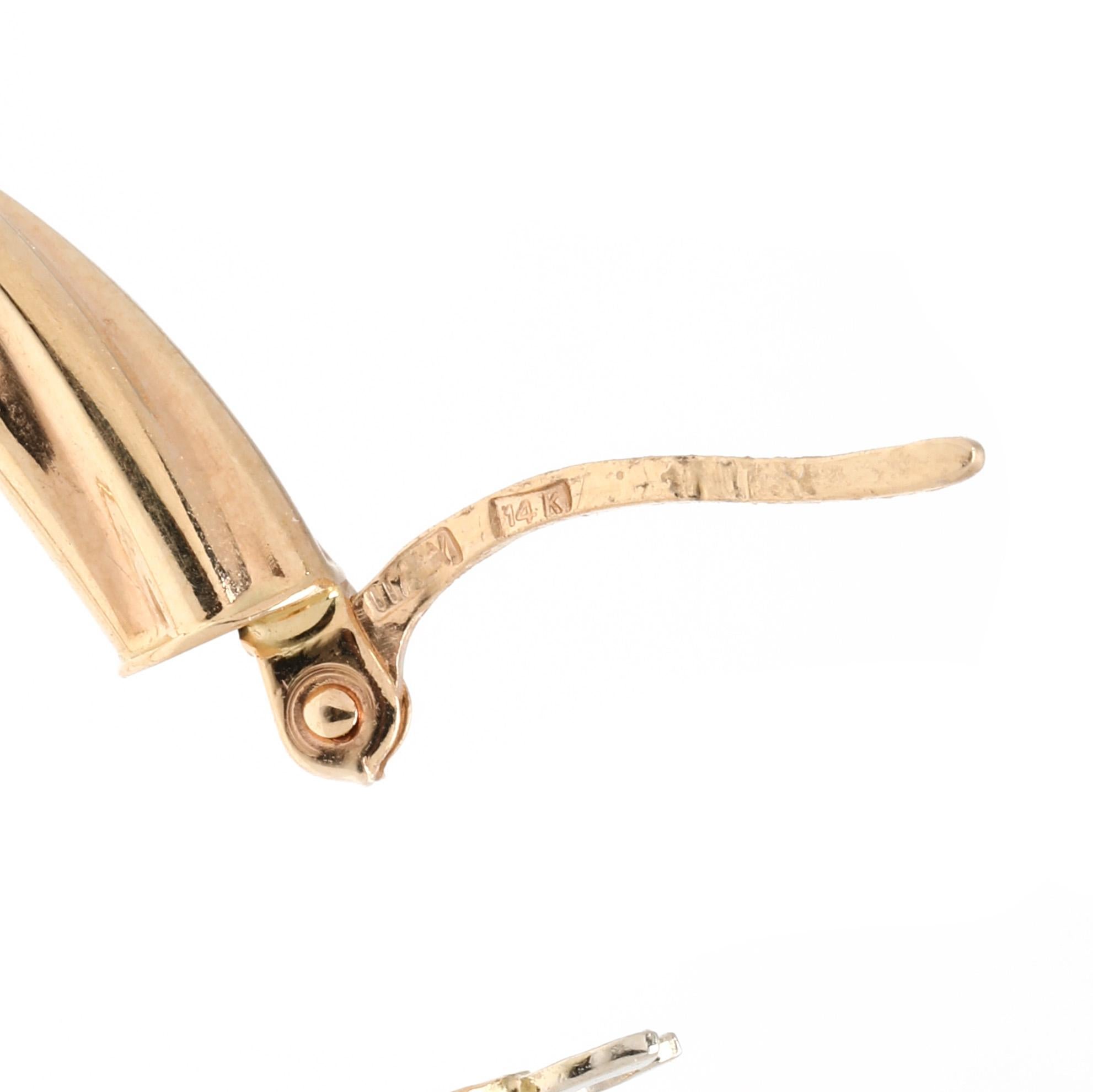 Grandes boucles d'oreilles tourbillon, or jaune 14 carats, longueur 1,88 pouces Unisexe en vente