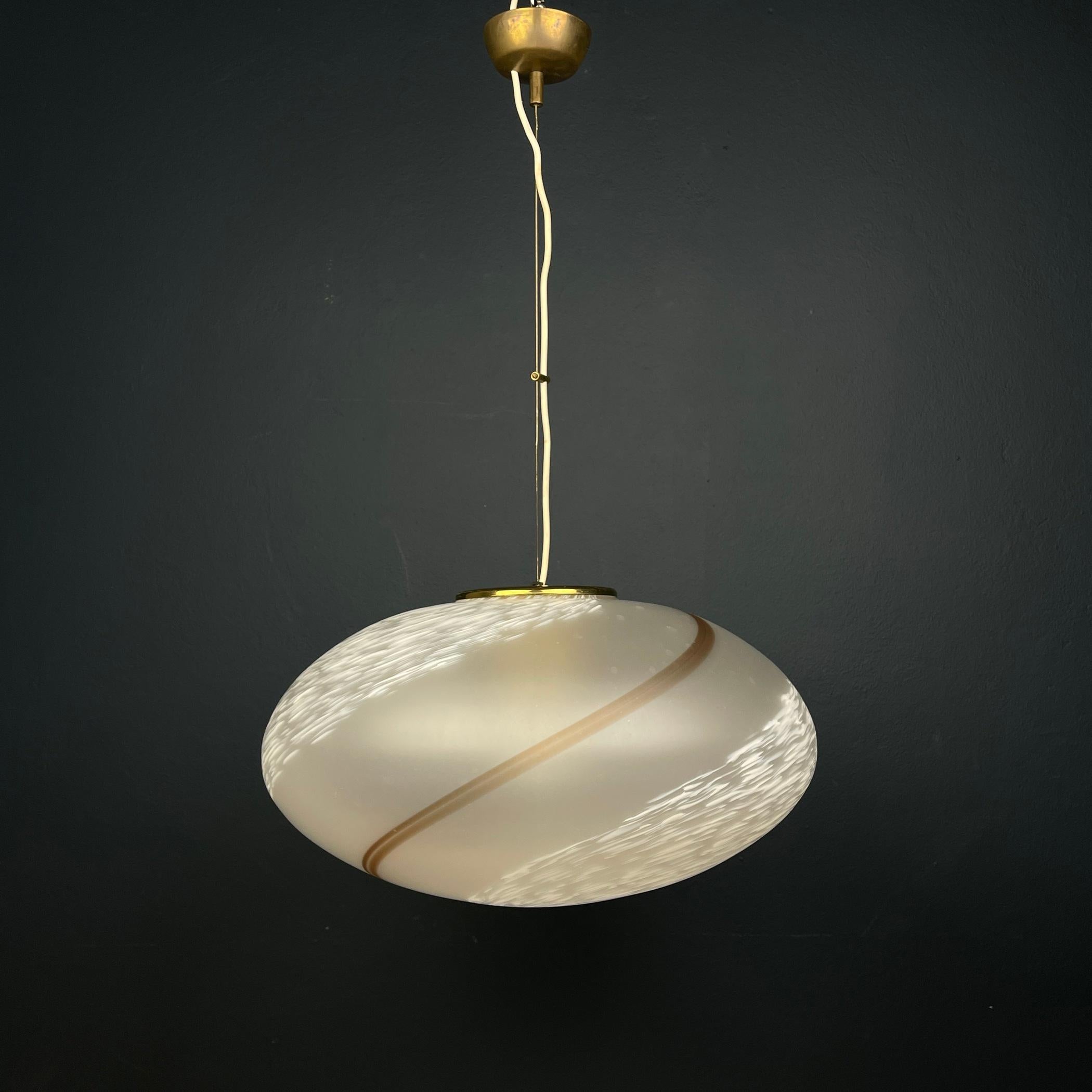 Large swirl murano glass pendant lamp Vetri Murano Italy 1970s For Sale 4