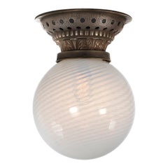 Large Swirled Art Glass Railroad Flush Mount