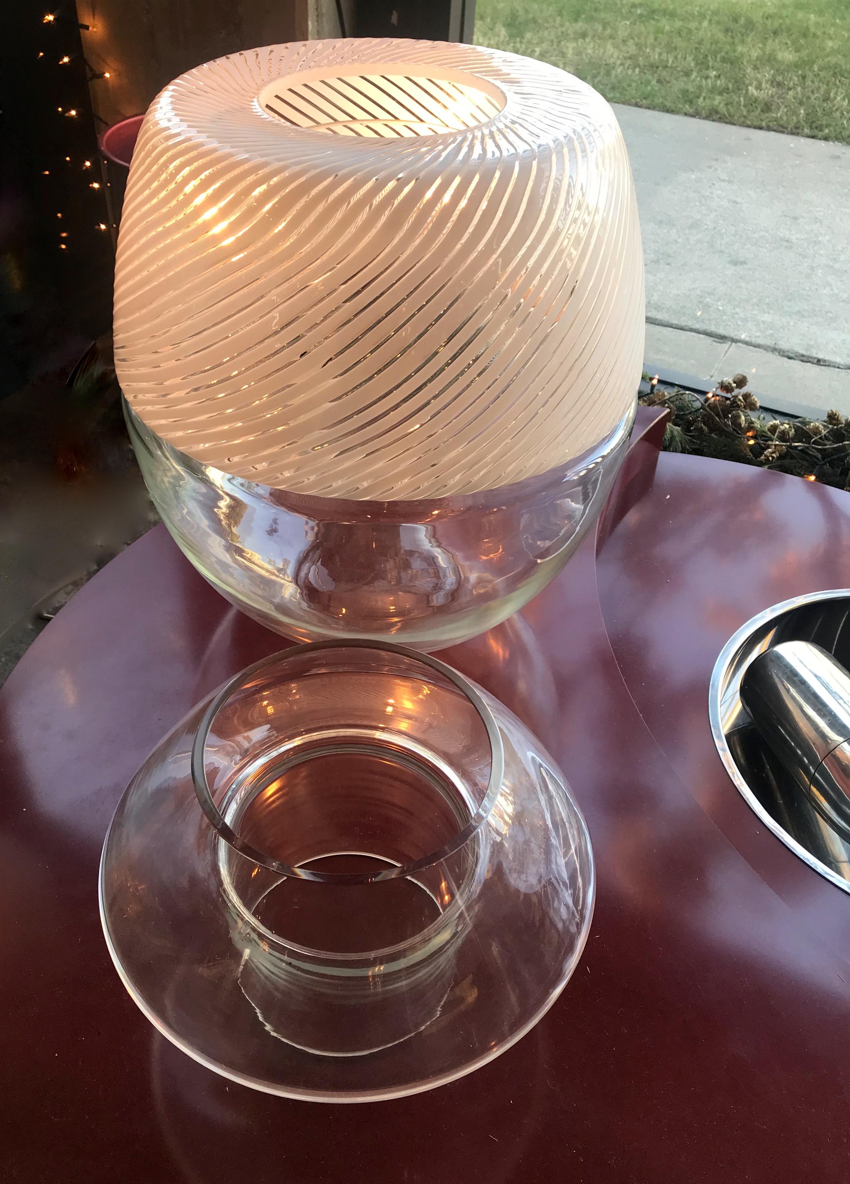 Large Swirled Glass Egg Lamp and Vase by Vetri Murano, Italy, 1970s 3