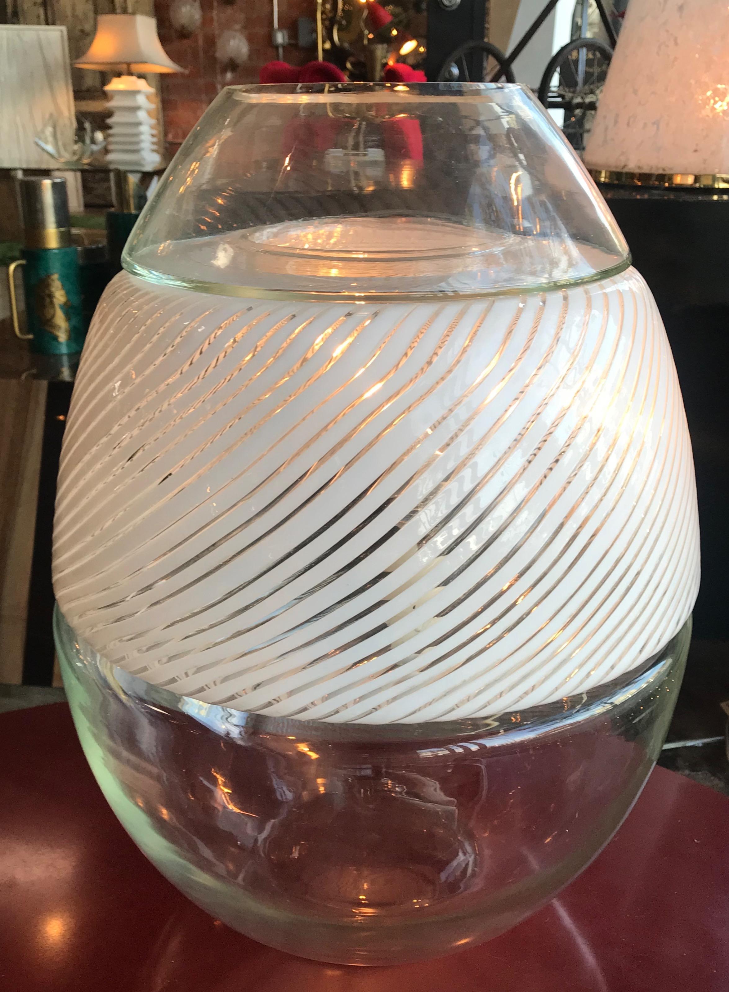 Modern Large Swirled Glass Egg Lamp and Vase by Vetri Murano, Italy, 1970s