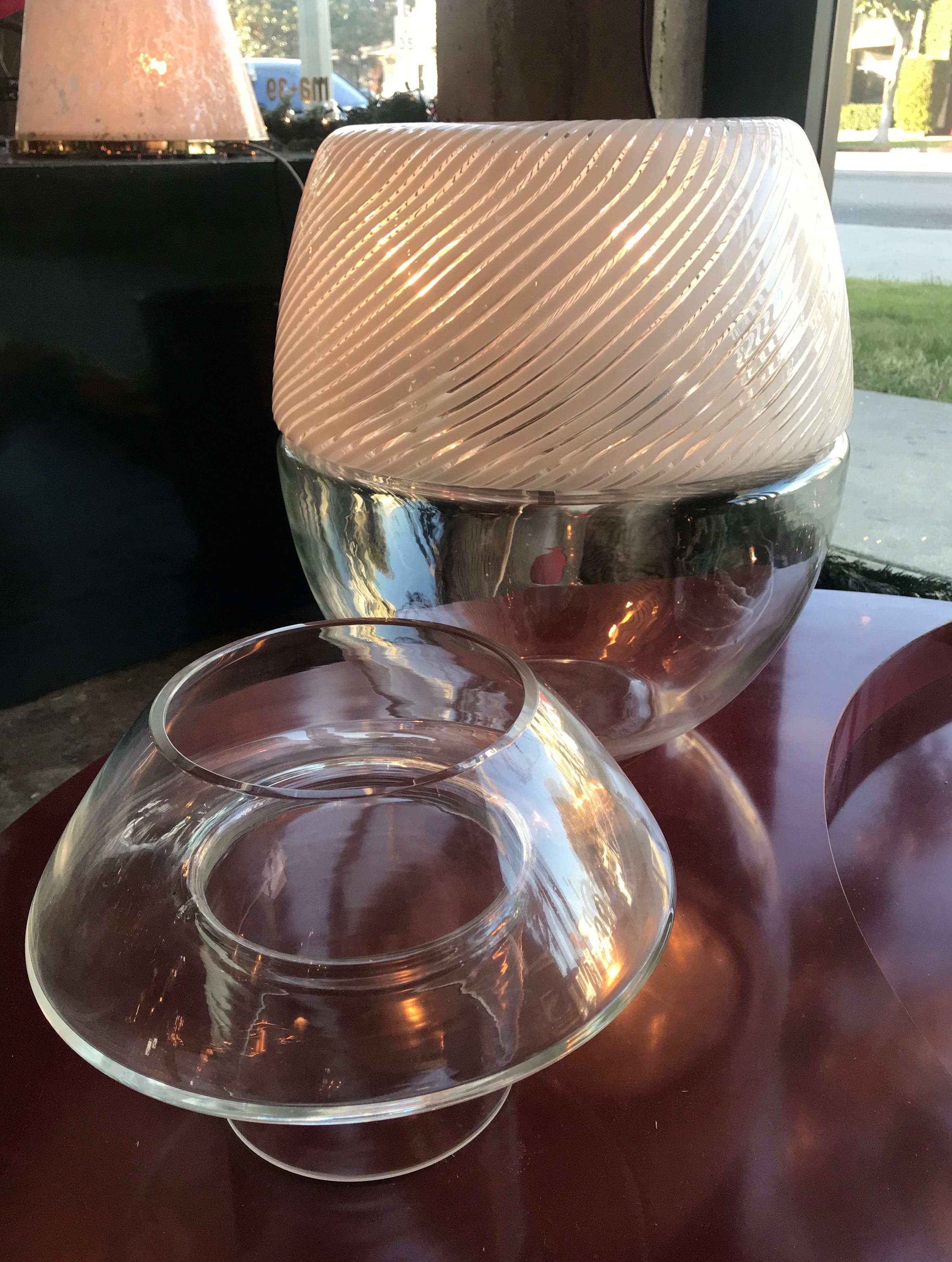 Large Swirled Glass Egg Lamp and Vase by Vetri Murano, Italy, 1970s In Excellent Condition In Los Angeles, CA