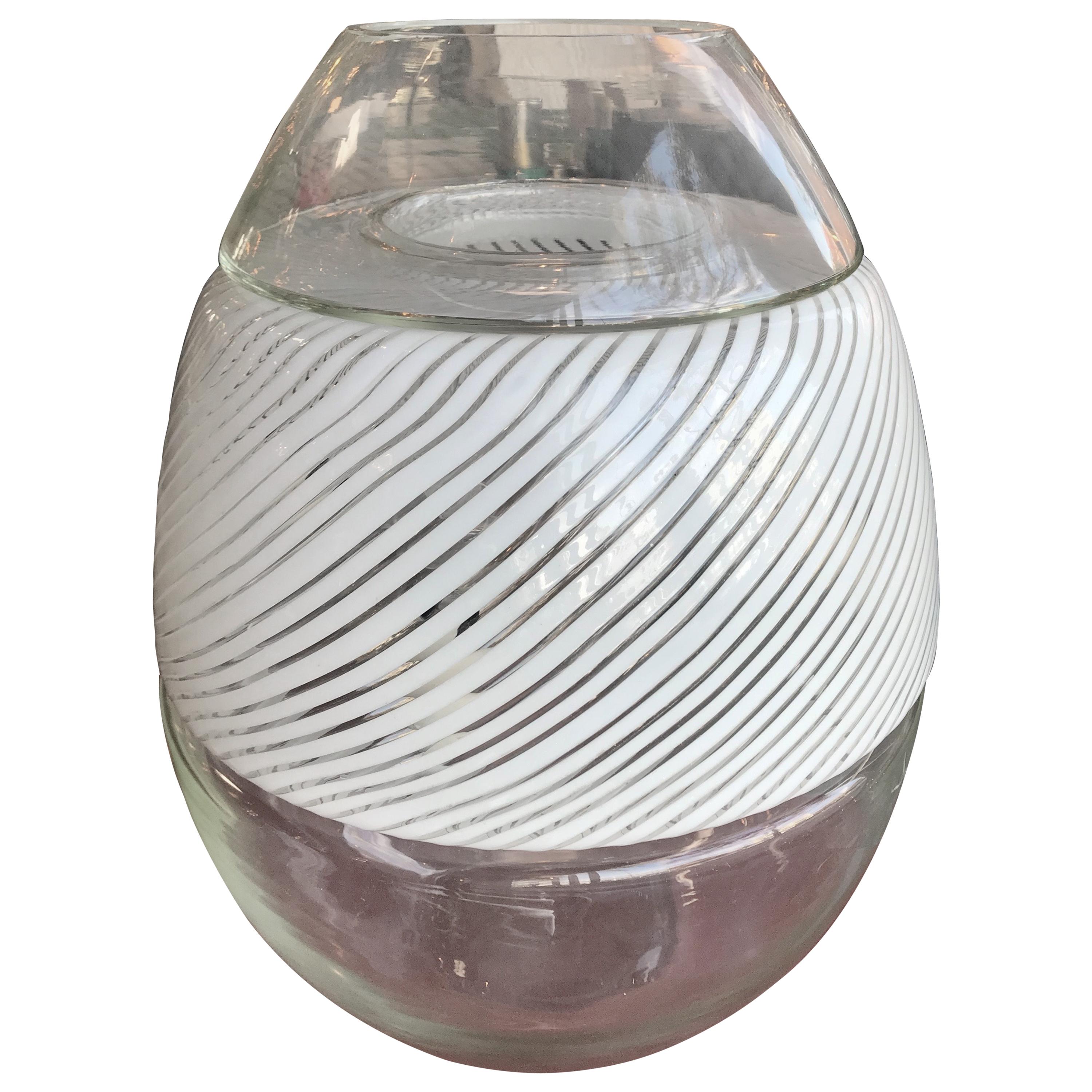 Large Swirled Glass Egg Lamp and Vase by Vetri Murano, Italy, 1970s