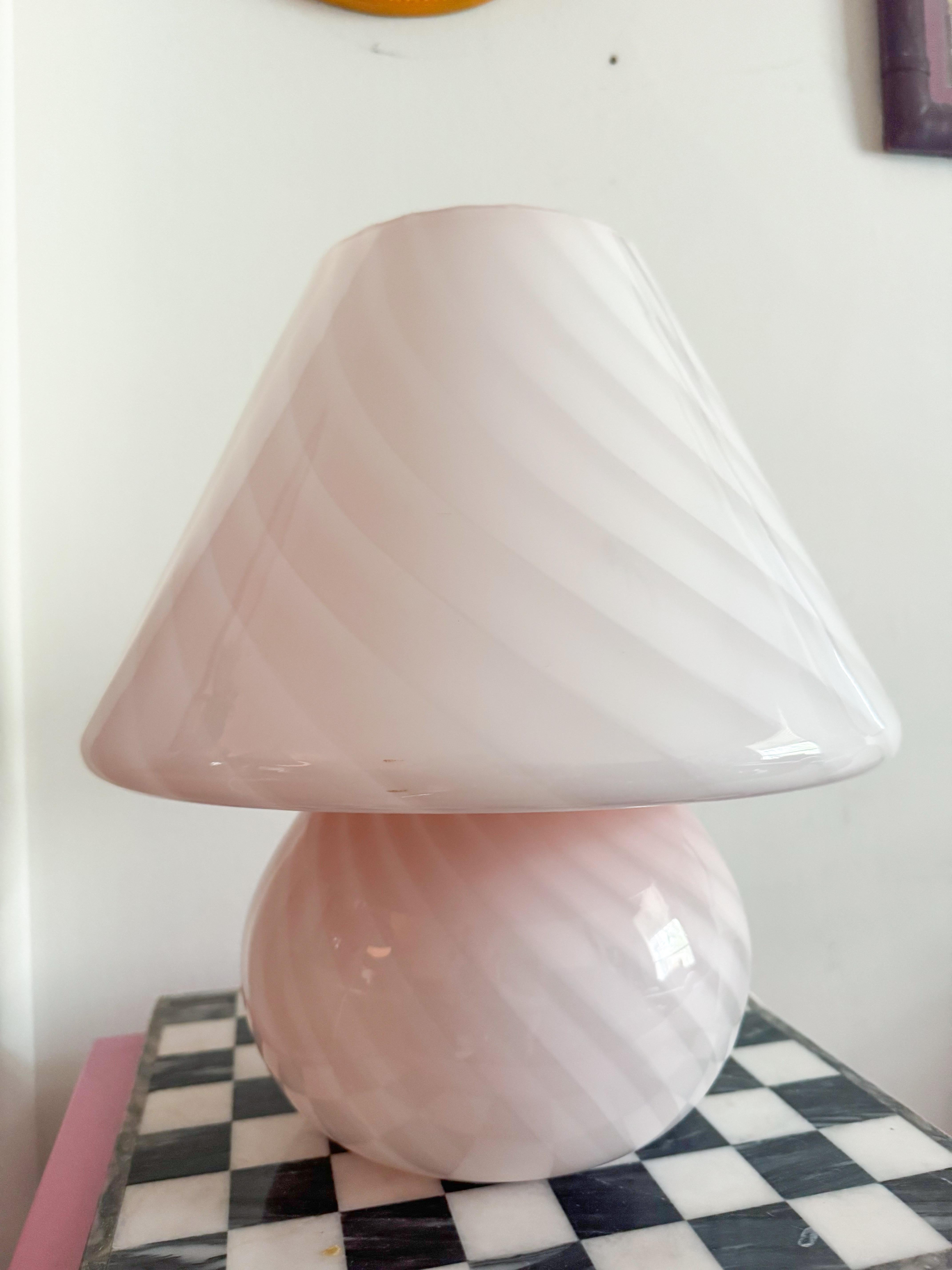Lámpara grande de cristal soplado a mano de Murano Fungi rosa, años 70 Italia en venta 3