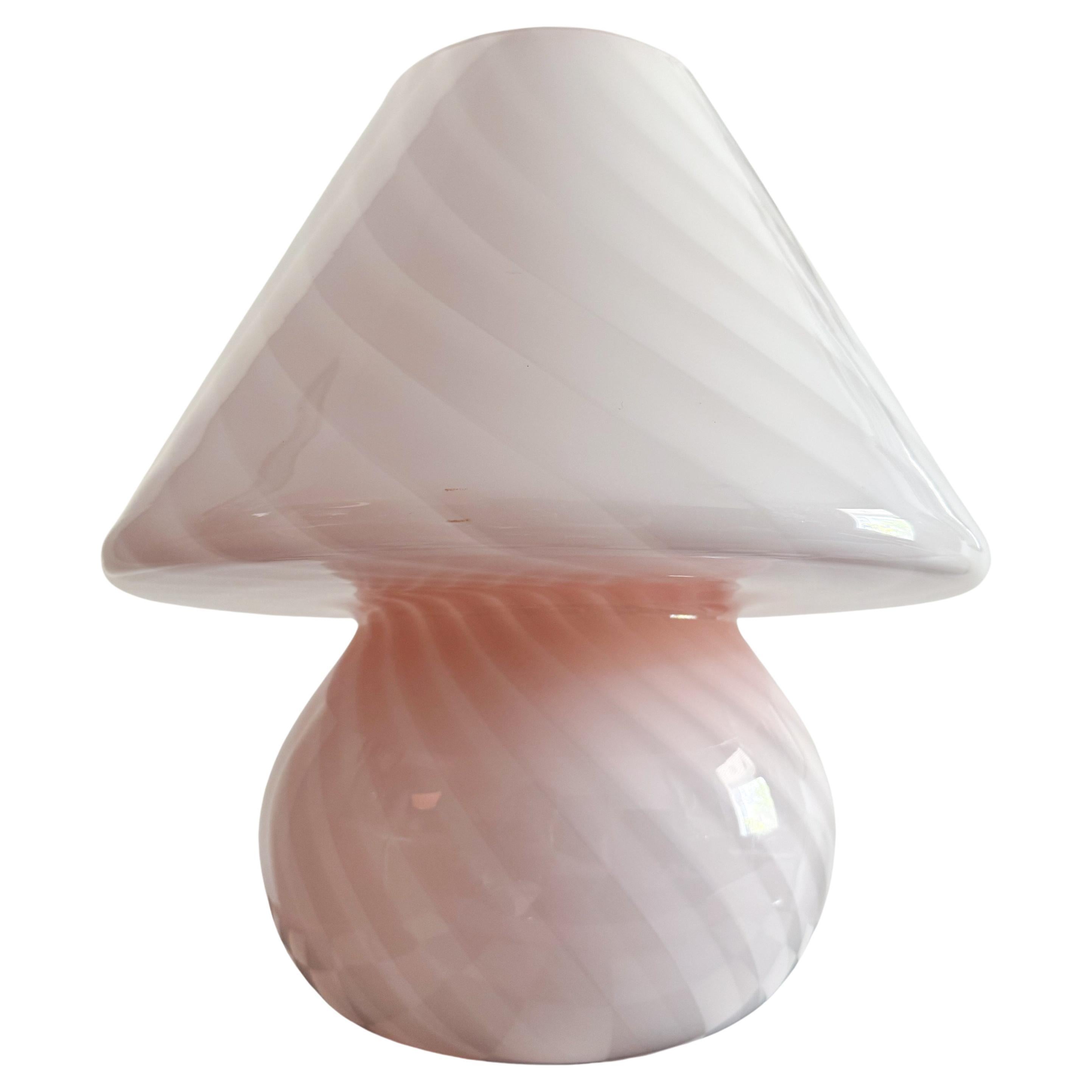 Lámpara grande de cristal soplado a mano de Murano Fungi rosa, años 70 Italia Moderno de mediados de siglo en venta