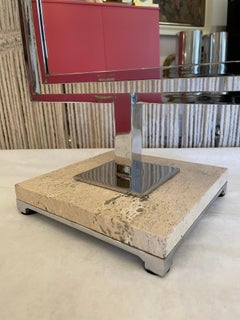 Large Swivel Vanity Mirror on Travertine Base