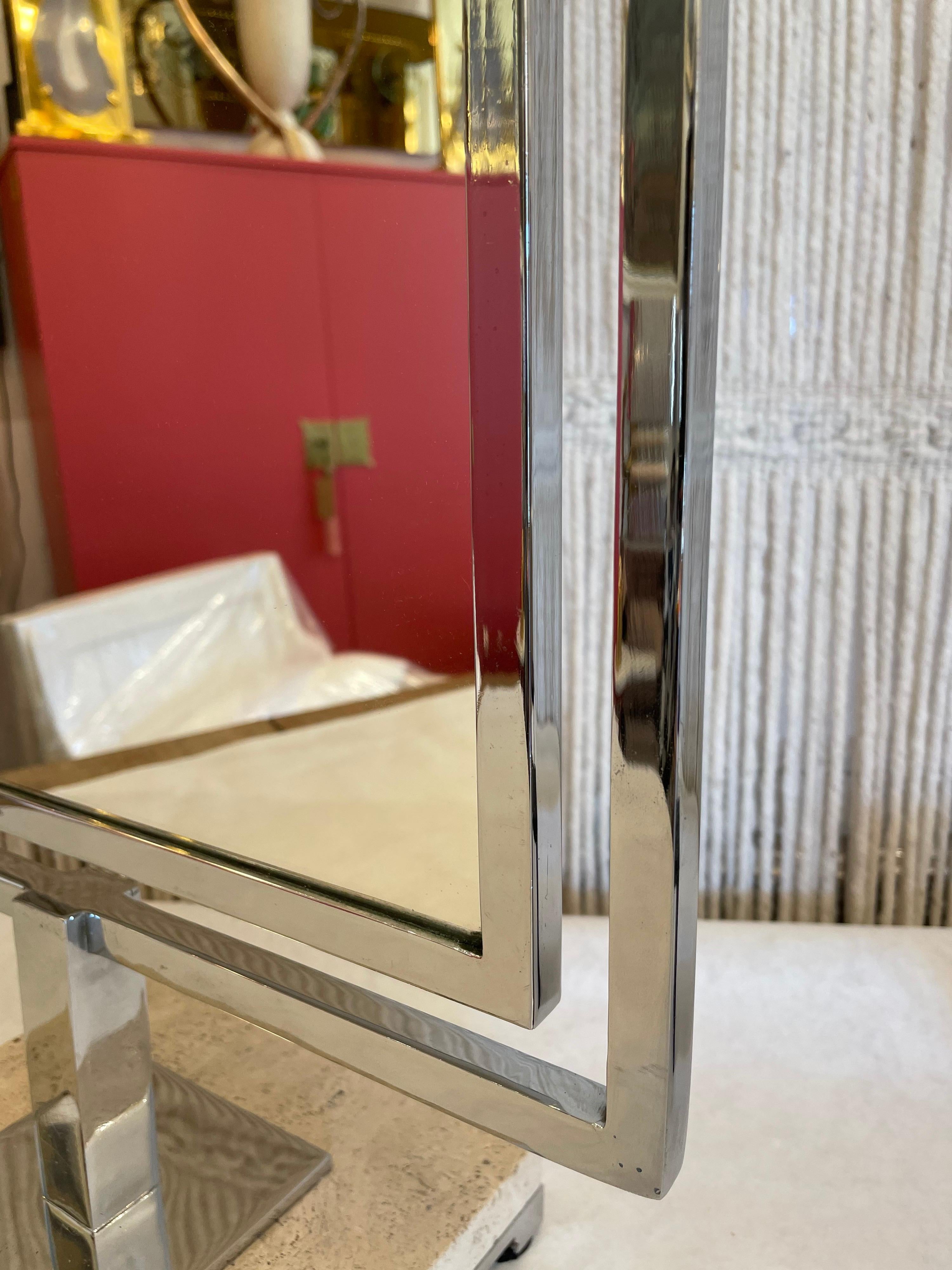 Large Swivel Vanity Mirror on Travertine Base For Sale 2