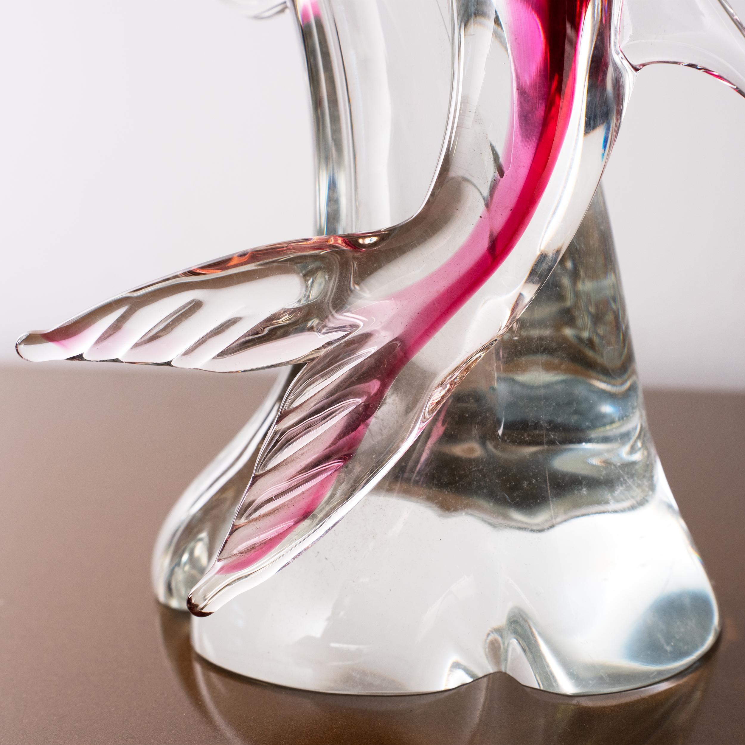 Gran Escultura Pez Espada rosa rubí y cristal de Murano, Italia en stock Cristal de Murano en venta