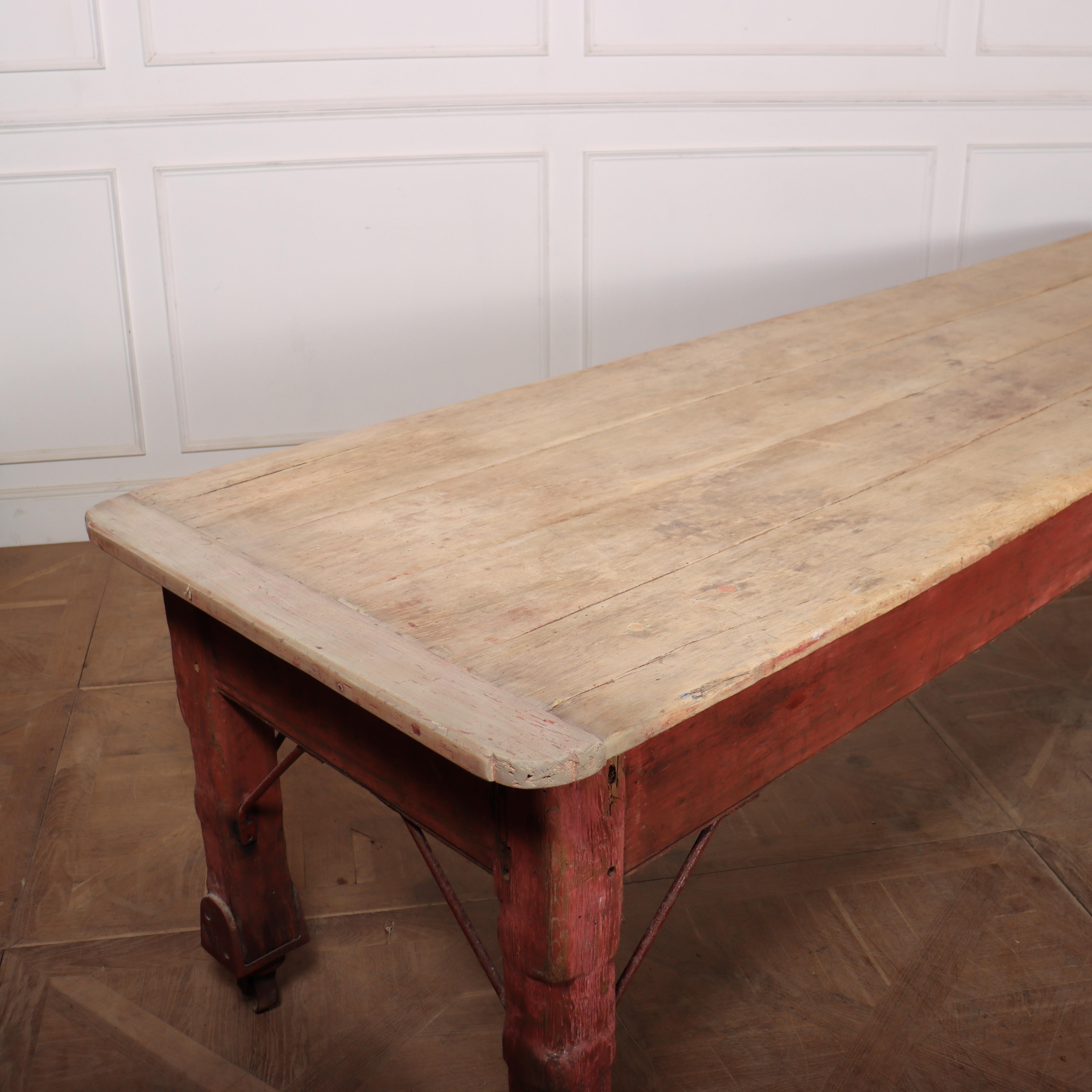 Painted Large Sycamore Topped Preparation Table For Sale