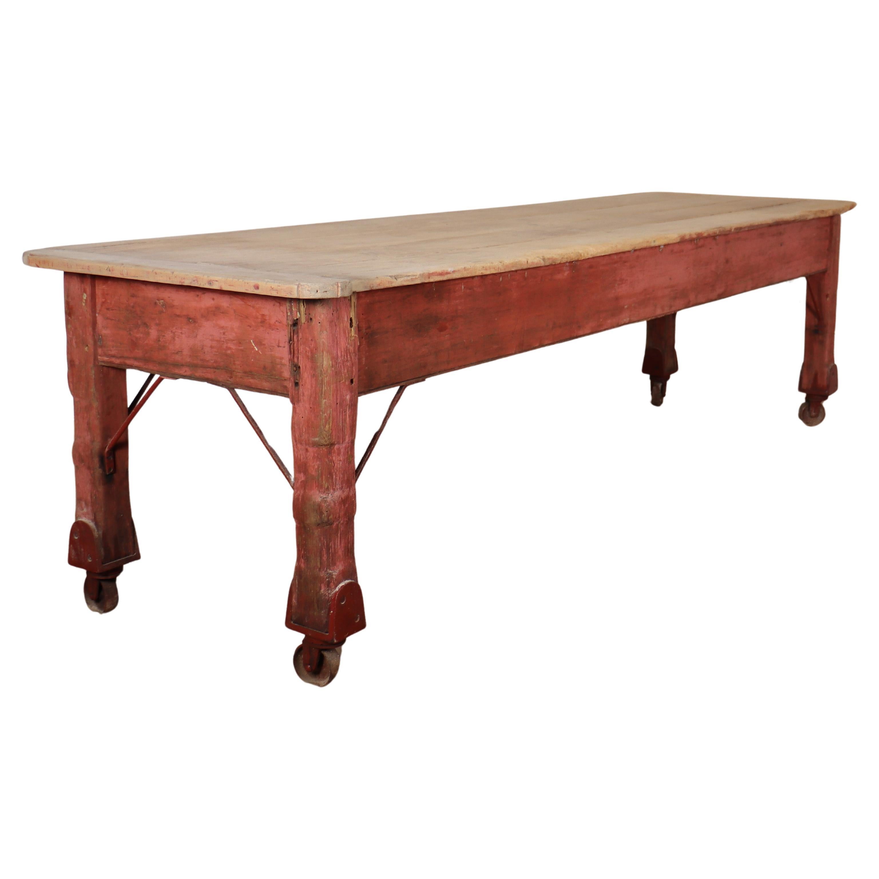 Large Sycamore Topped Preparation Table For Sale