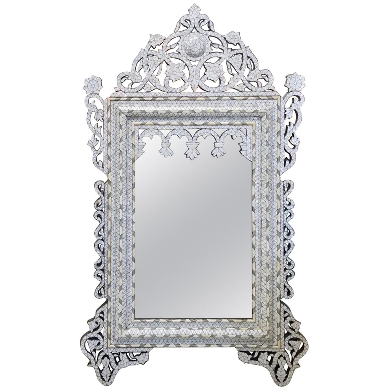 Large Syrian Mirror with Mother-of-Pearl For Sale