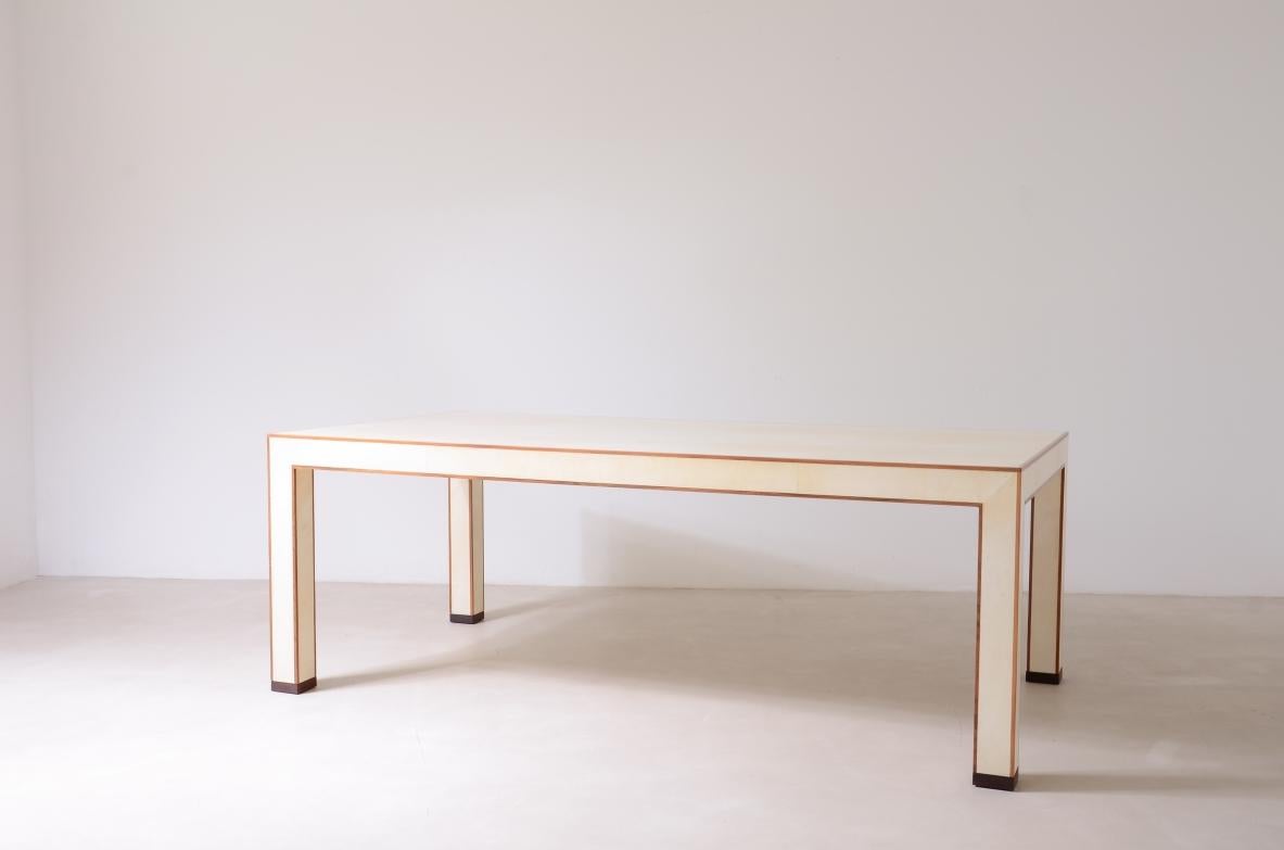 Mid-Century Modern Large table covered in parchment For Sale