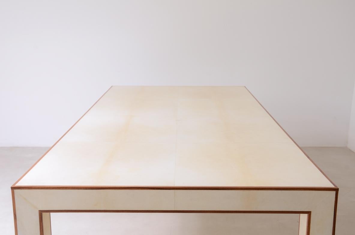 Italian Large table covered in parchment For Sale