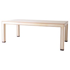 Large table covered in parchment