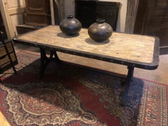 Large Table in Cast Iron and Pine Wood, Industrial '900 Italy