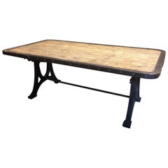 Large Table in Cast Iron and Pine Wood, Industrial '900 Italy