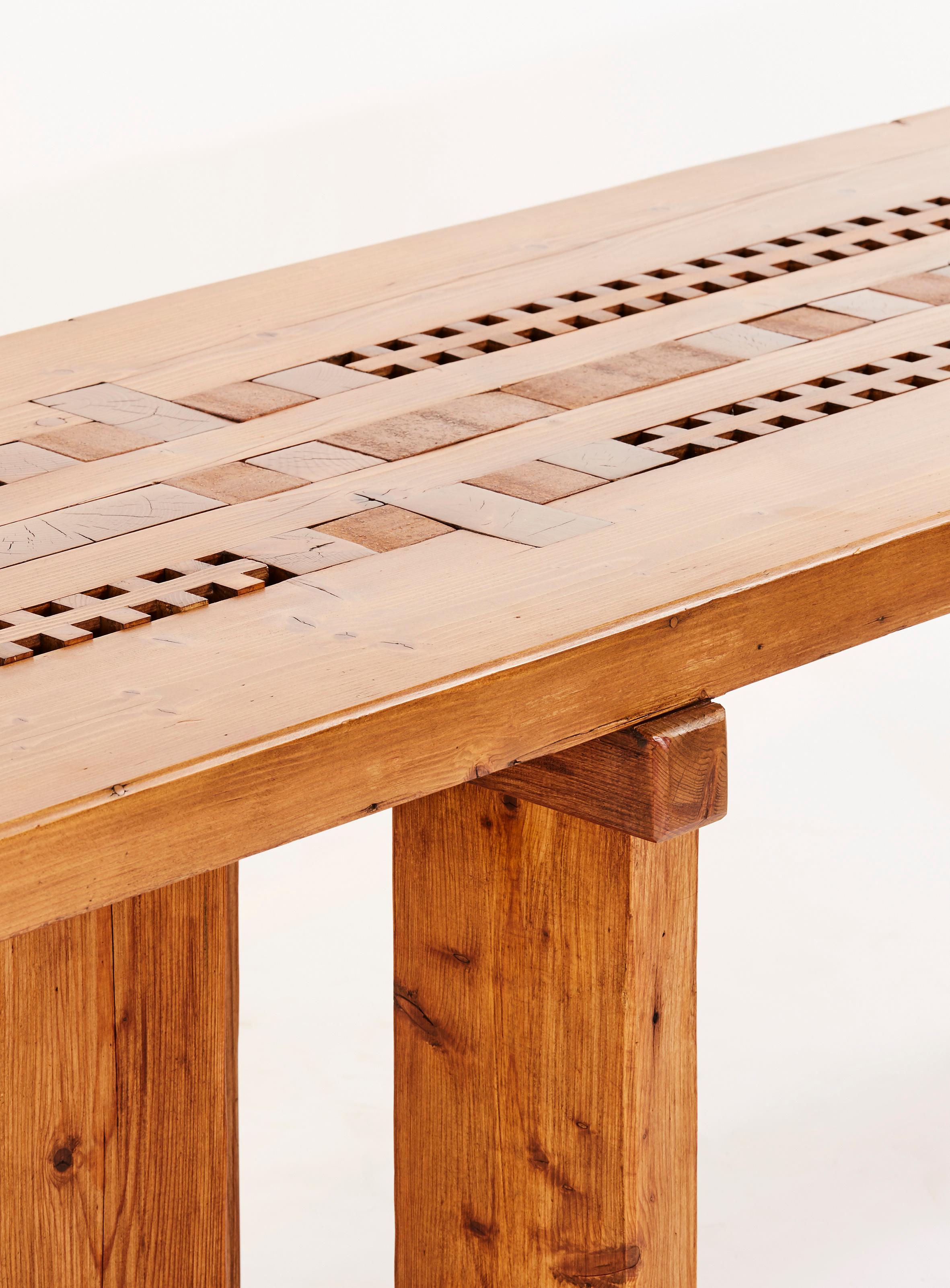 Brutalist Large Table in Pine by Dominique Zimbacca