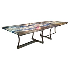 Grande table en trois parties, pièce unique de Gilles Charbin, France, 1975