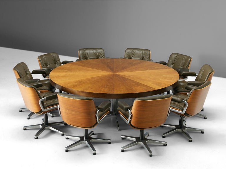 Conference Table And Swivel Chairs, Large Round Meeting Room Tables