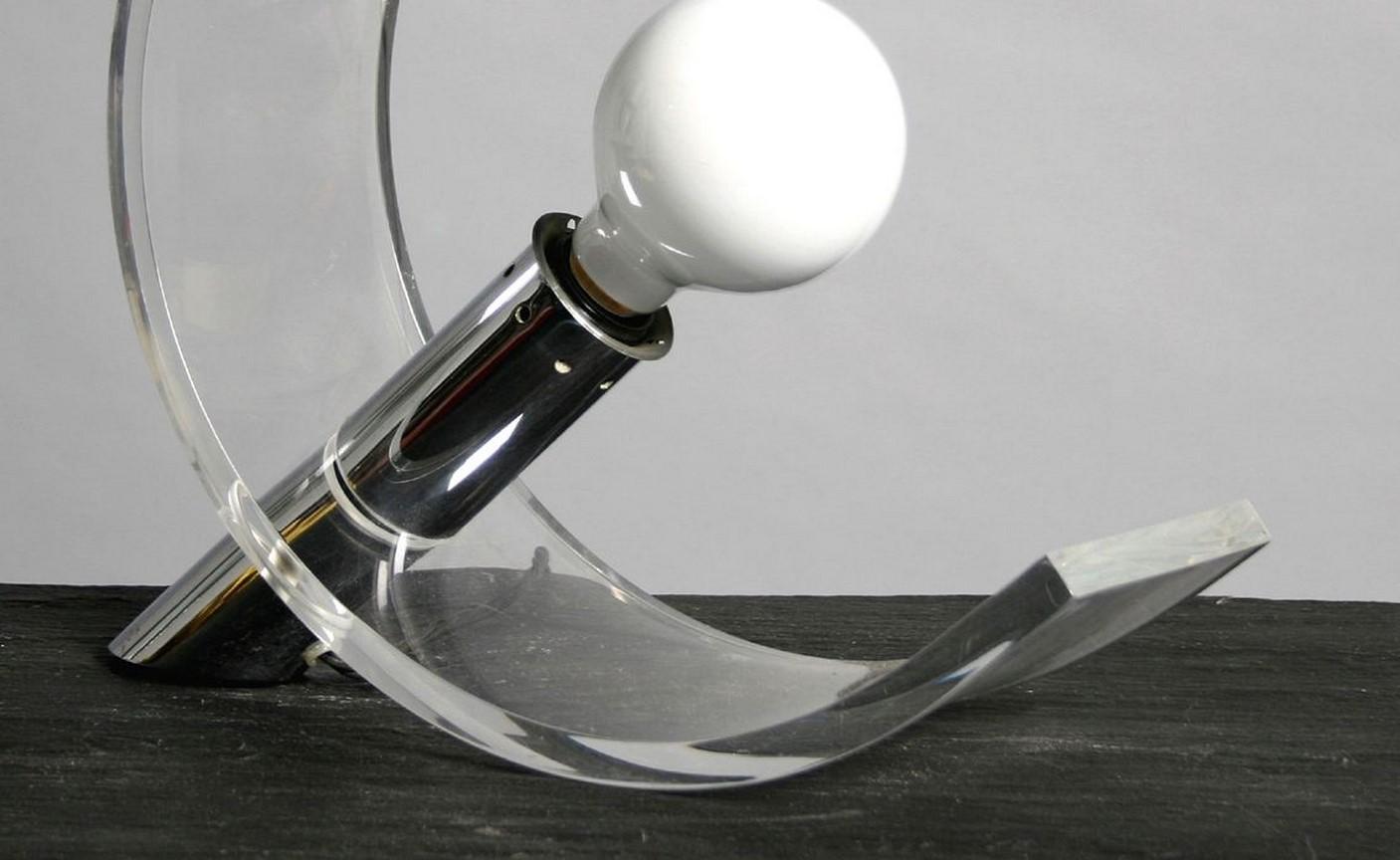 Mid-Century Modern Mid Century Modern Large acrylic and chrome Table Lamp by Atelier A For Sale