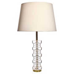 Large table lamp by Carl Fagerlund for Orrefors, glas and brass, 1960s
