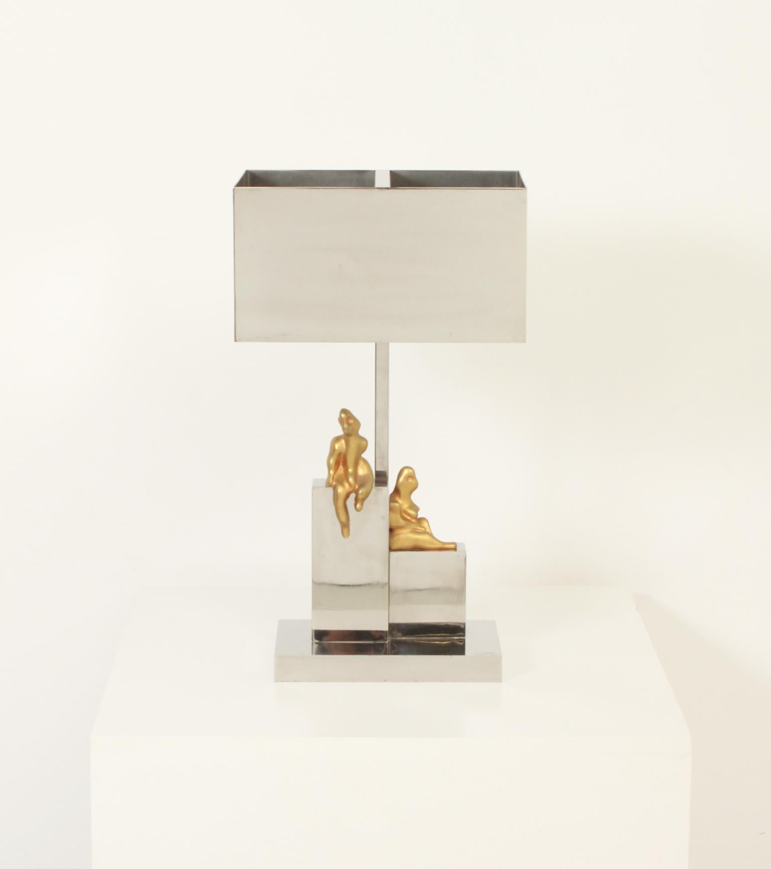 Mid-Century Modern Large Table Lamp by Spanish Sculptor Aurelio Teno, 1970's For Sale
